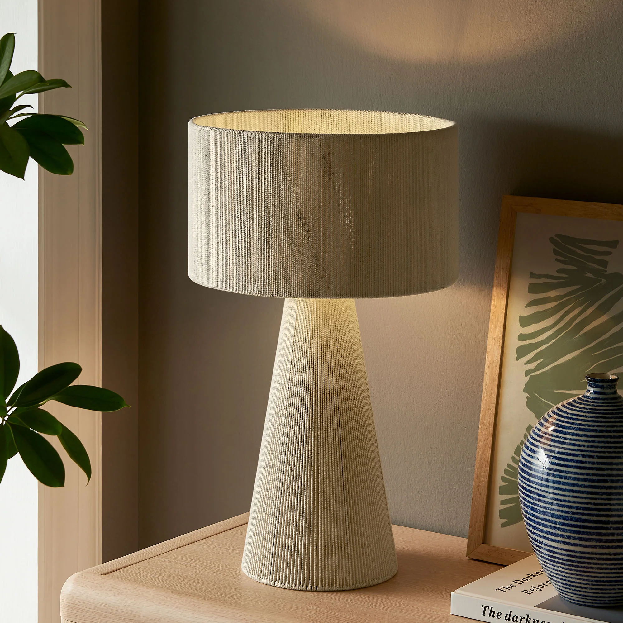 Gia Handwoven Cotton Thread Striped or Plain Table Lamp by Modway - Image 28