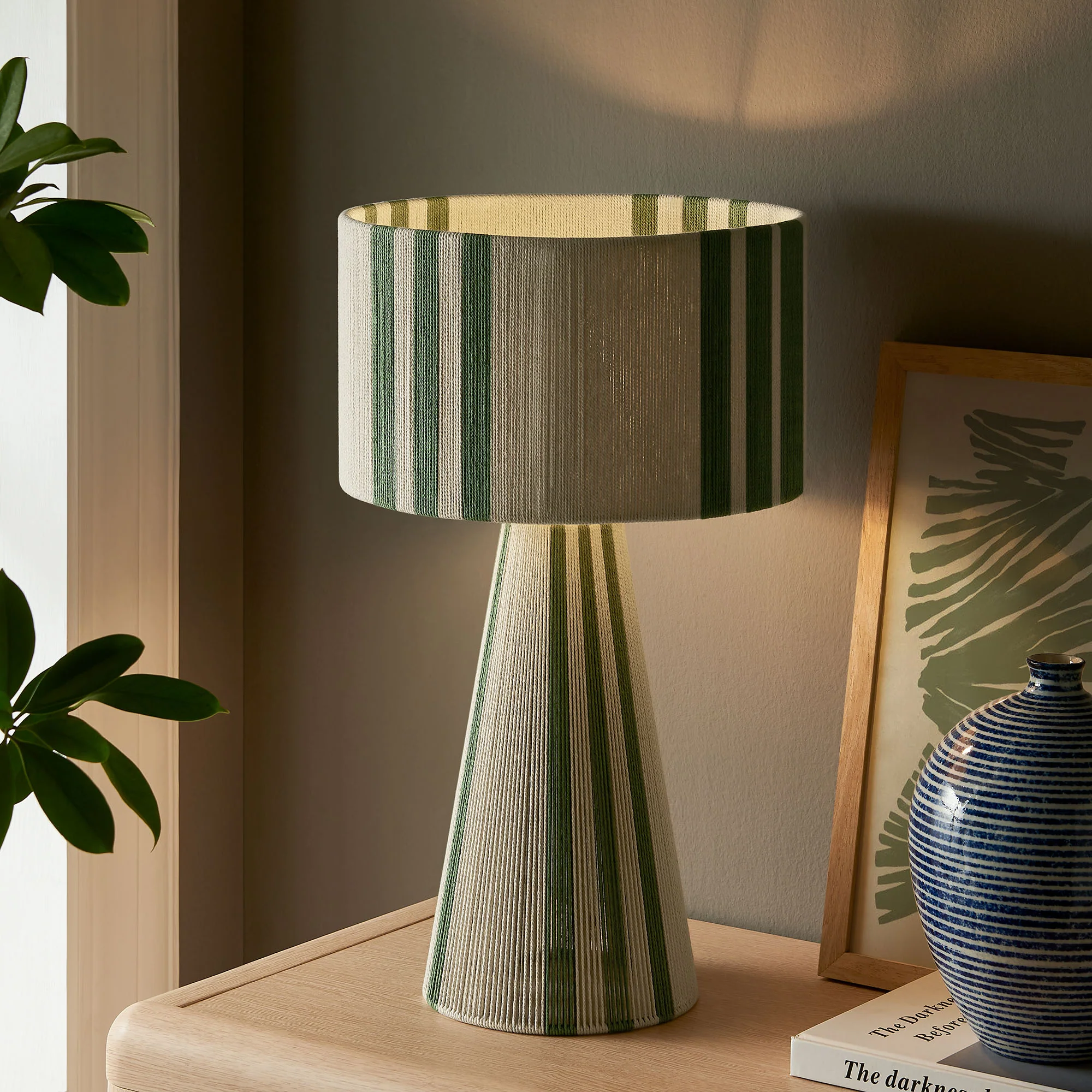 Gia Handwoven Cotton Thread Striped or Plain Table Lamp by Modway - Image 8
