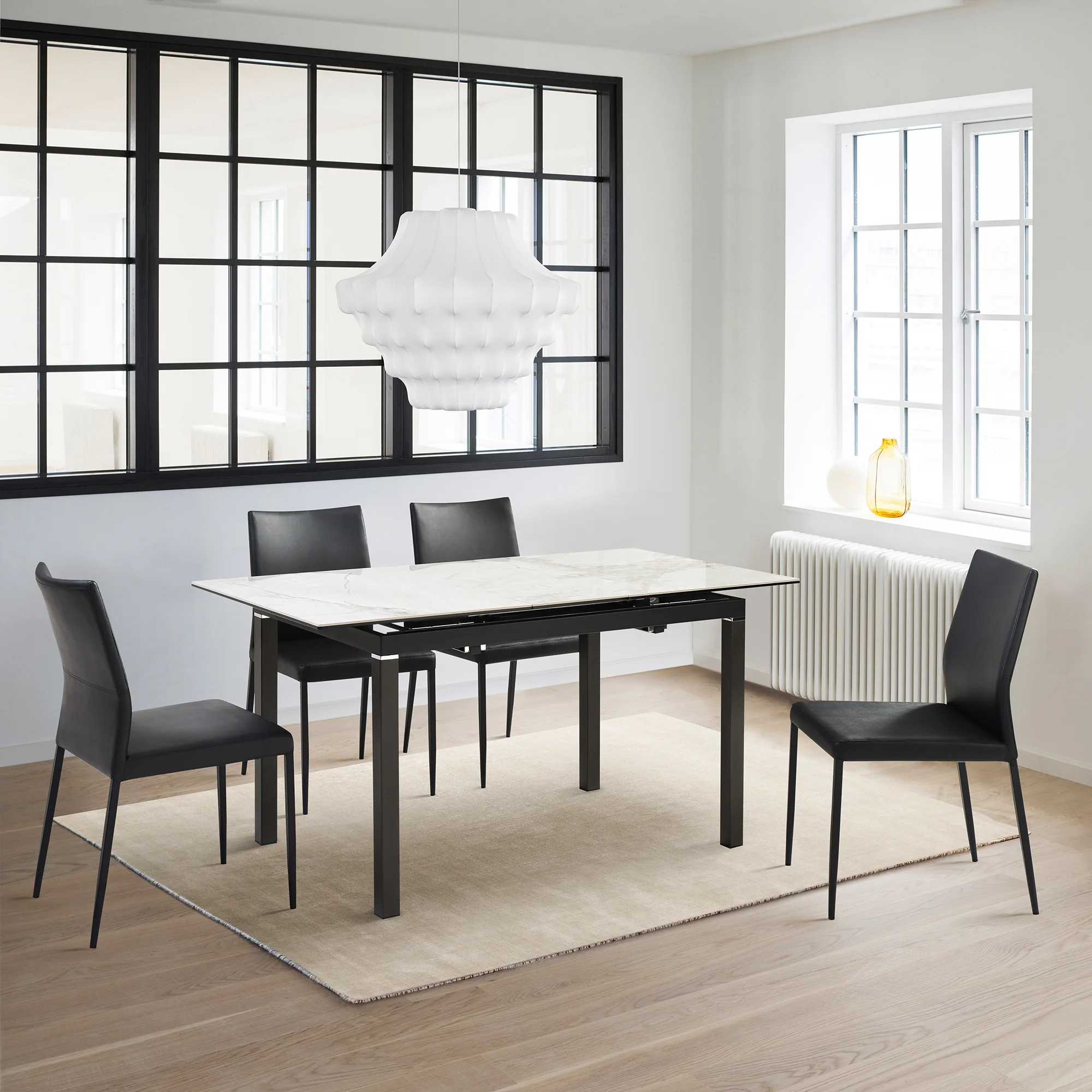 Giana Extendable Dining Table in Stone and Metal By Armen Living - Image 2