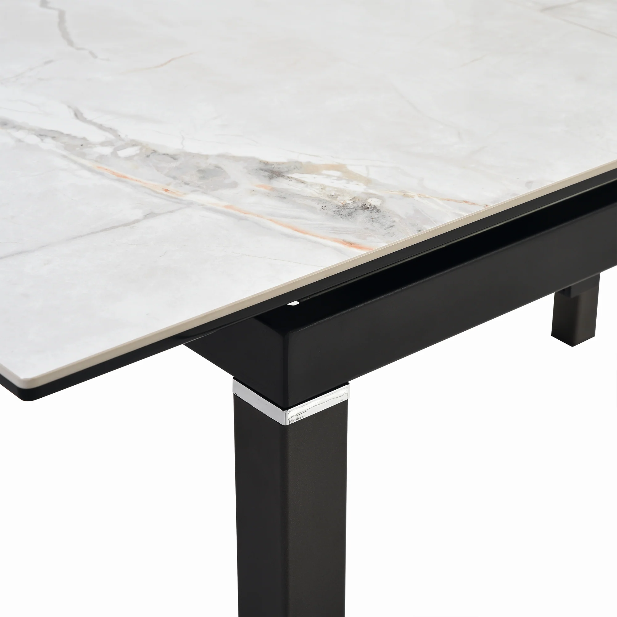 Giana Extendable Dining Table in Stone and Metal By Armen Living - Image 8