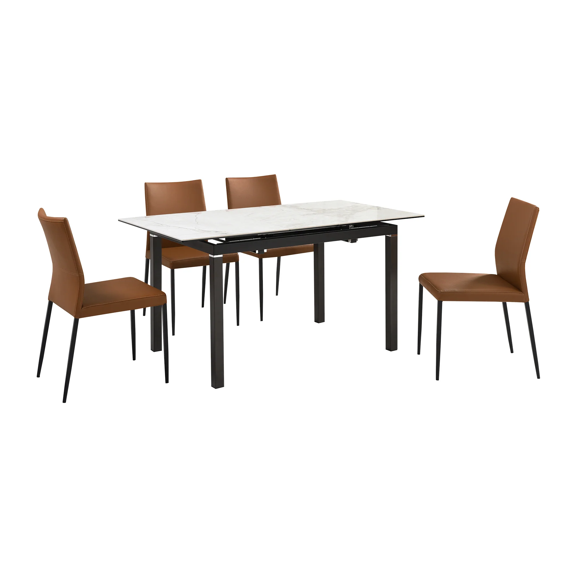Giana Kash 5 Piece Extendable Dining Set with Black Faux Leather Chairs By Armen Living - Image 13