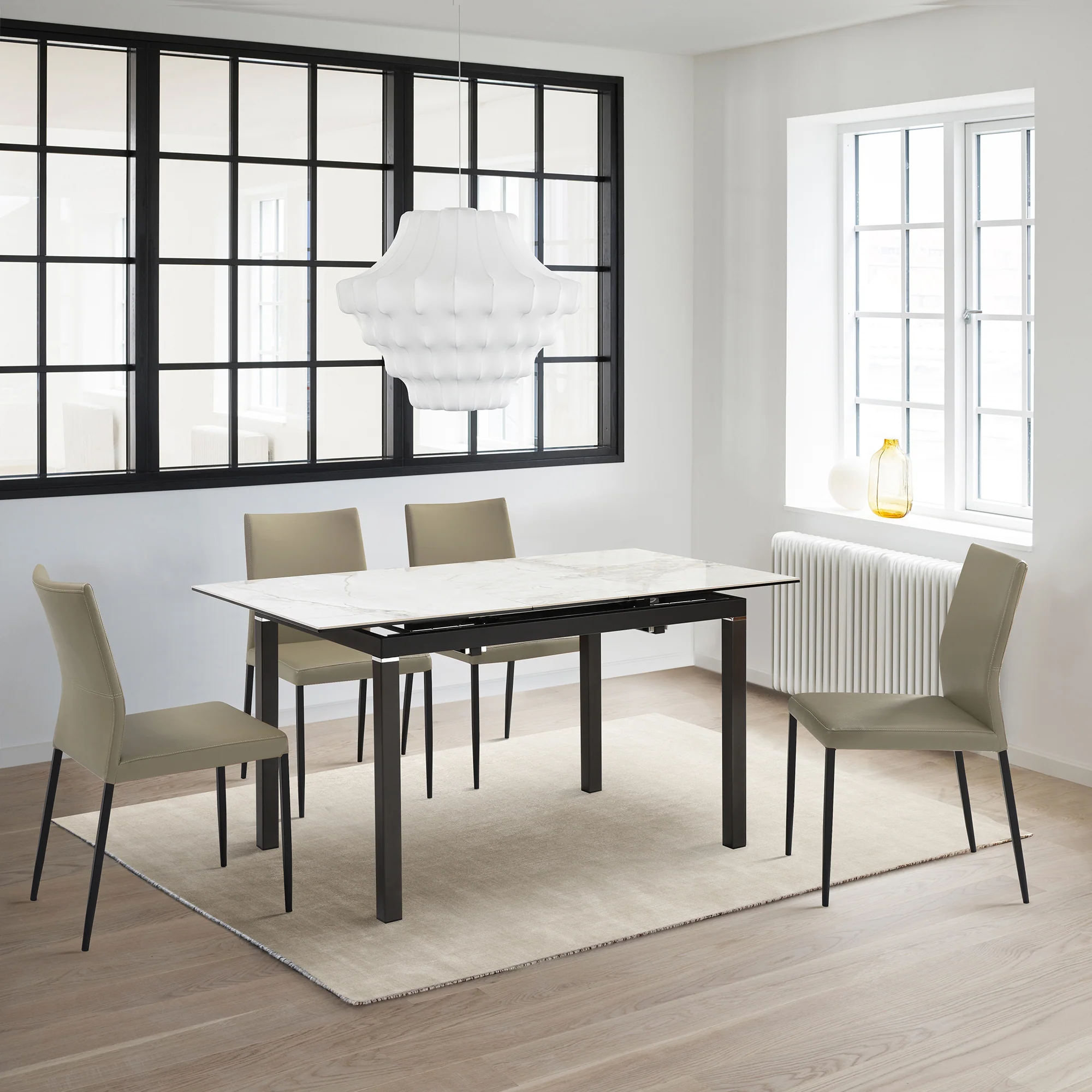 Giana Kash 5 Piece Extendable Dining Set with Black Faux Leather Chairs By Armen Living - Image 23