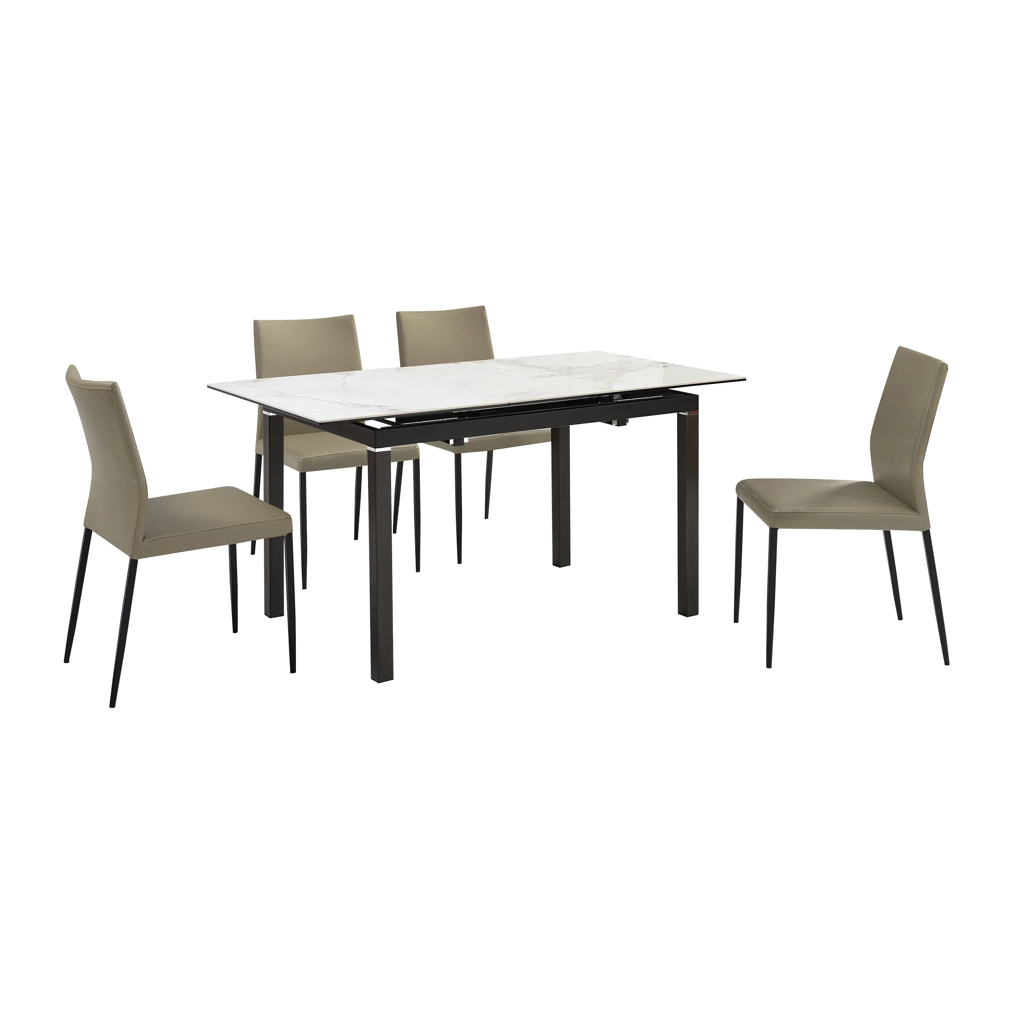 Giana Kash 5 Piece Extendable Dining Set with Black Faux Leather Chairs By Armen Living - Image 24