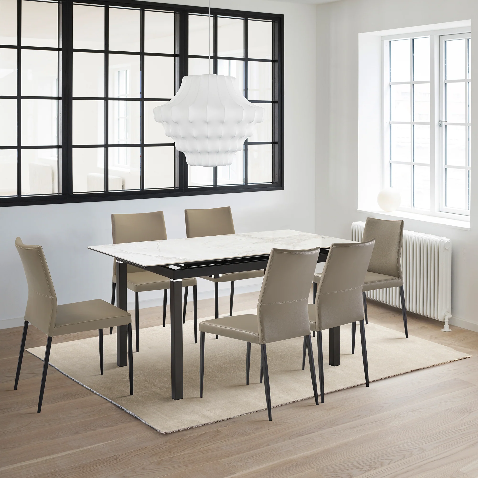 Giana Kash 7 Piece Extendable Dining Set with Black Faux Leather Chairs By Armen Living - Image 23