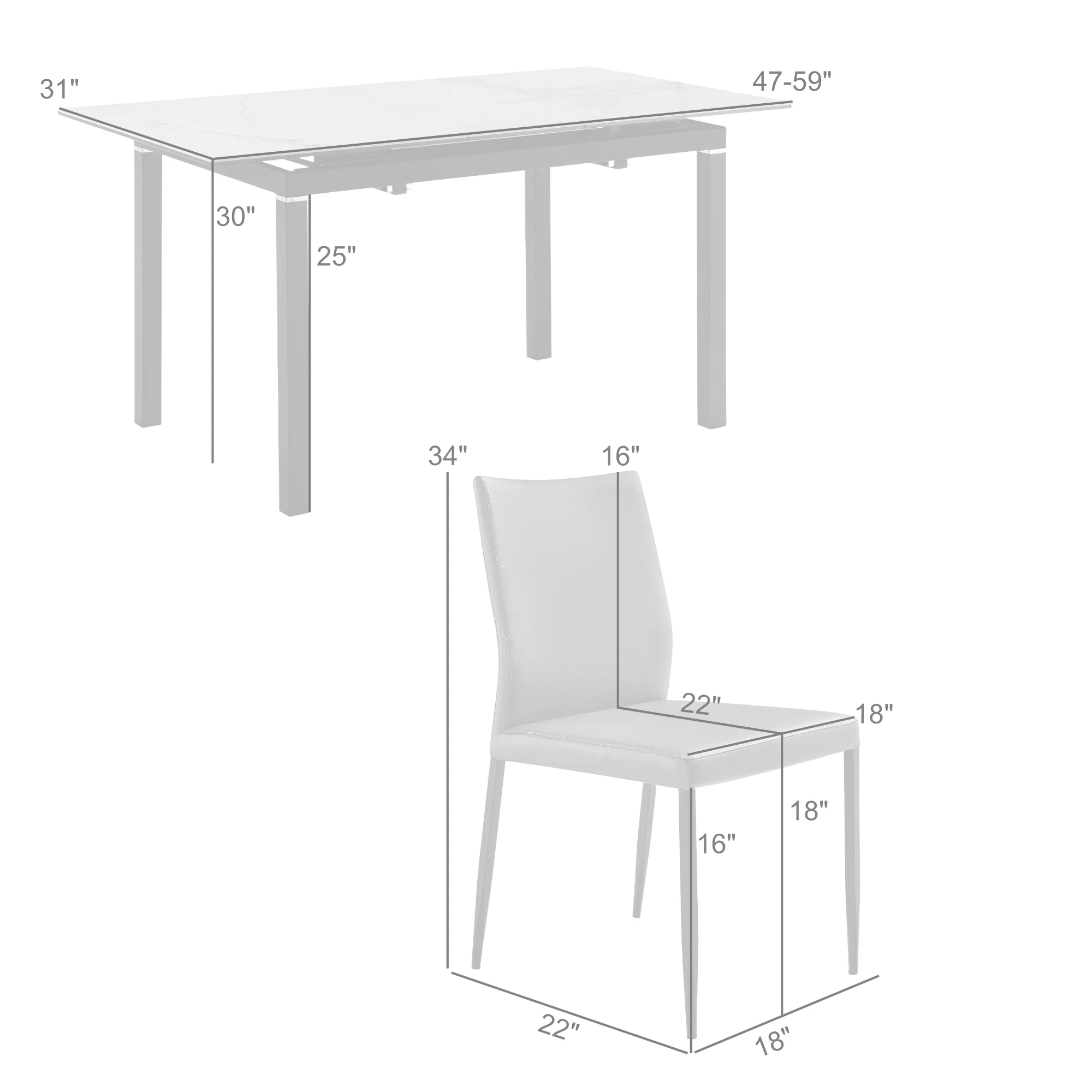 Giana Kash 7 Piece Extendable Dining Set with Black Faux Leather Chairs By Armen Living - Image 32