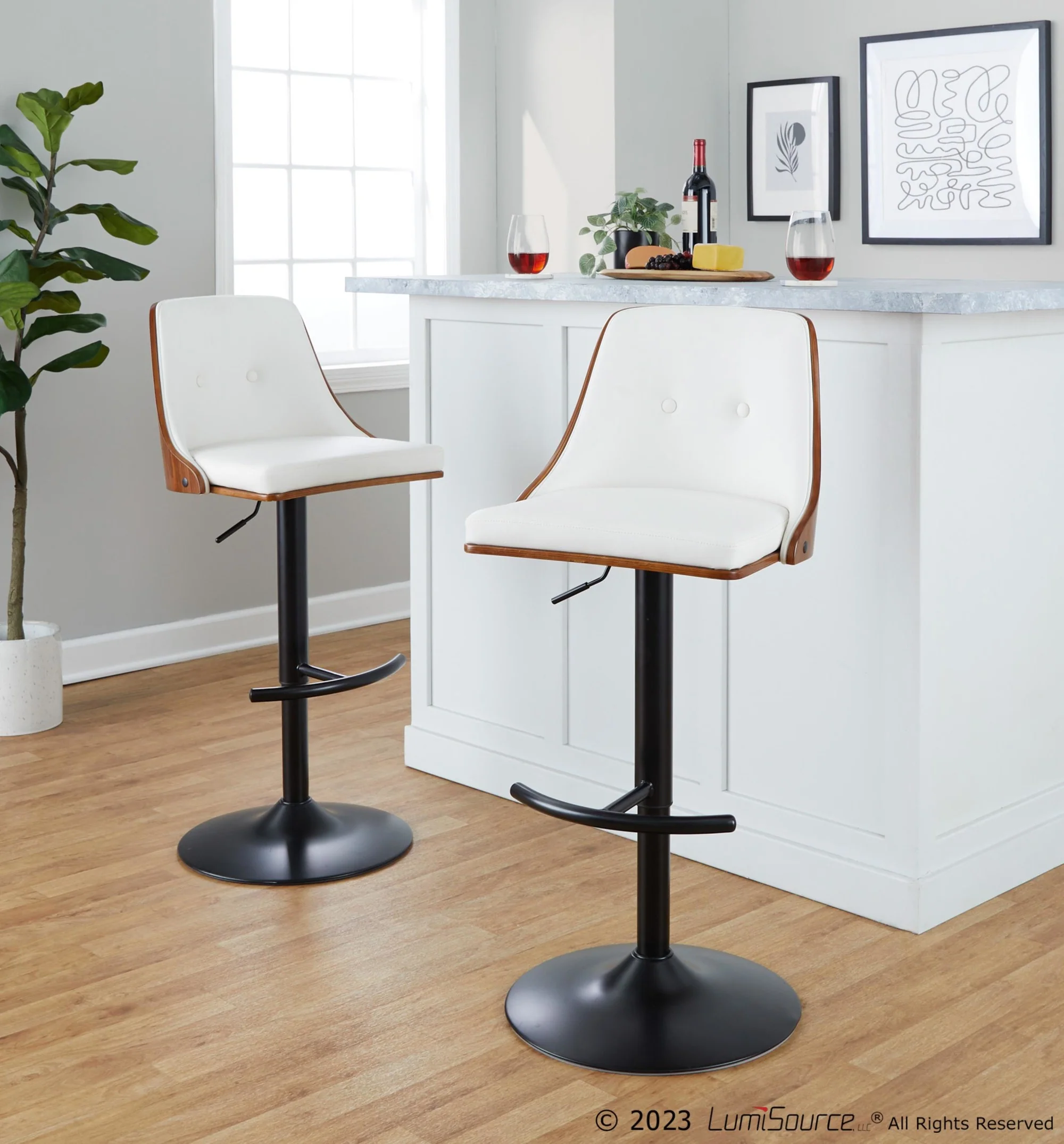 Gianna Adjustable Barstool - Set of 2 By LumiSource - BS-GNNPU-RT2 BKWLW2 - Image 2