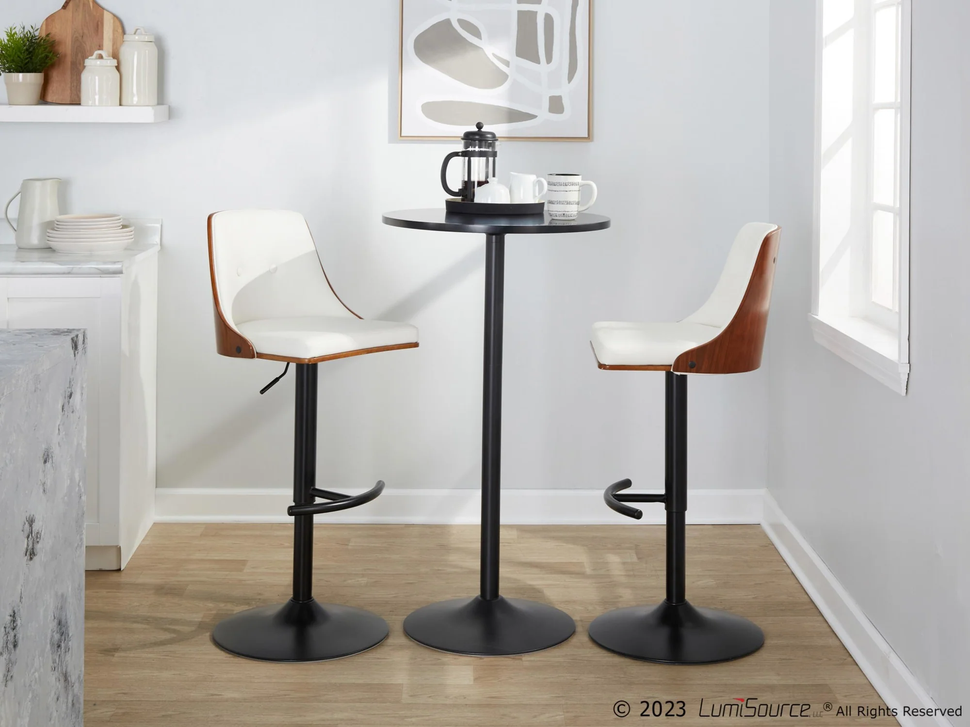 Gianna Adjustable Barstool - Set of 2 By LumiSource - BS-GNNPU-RT2 BKWLW2 - Image 3