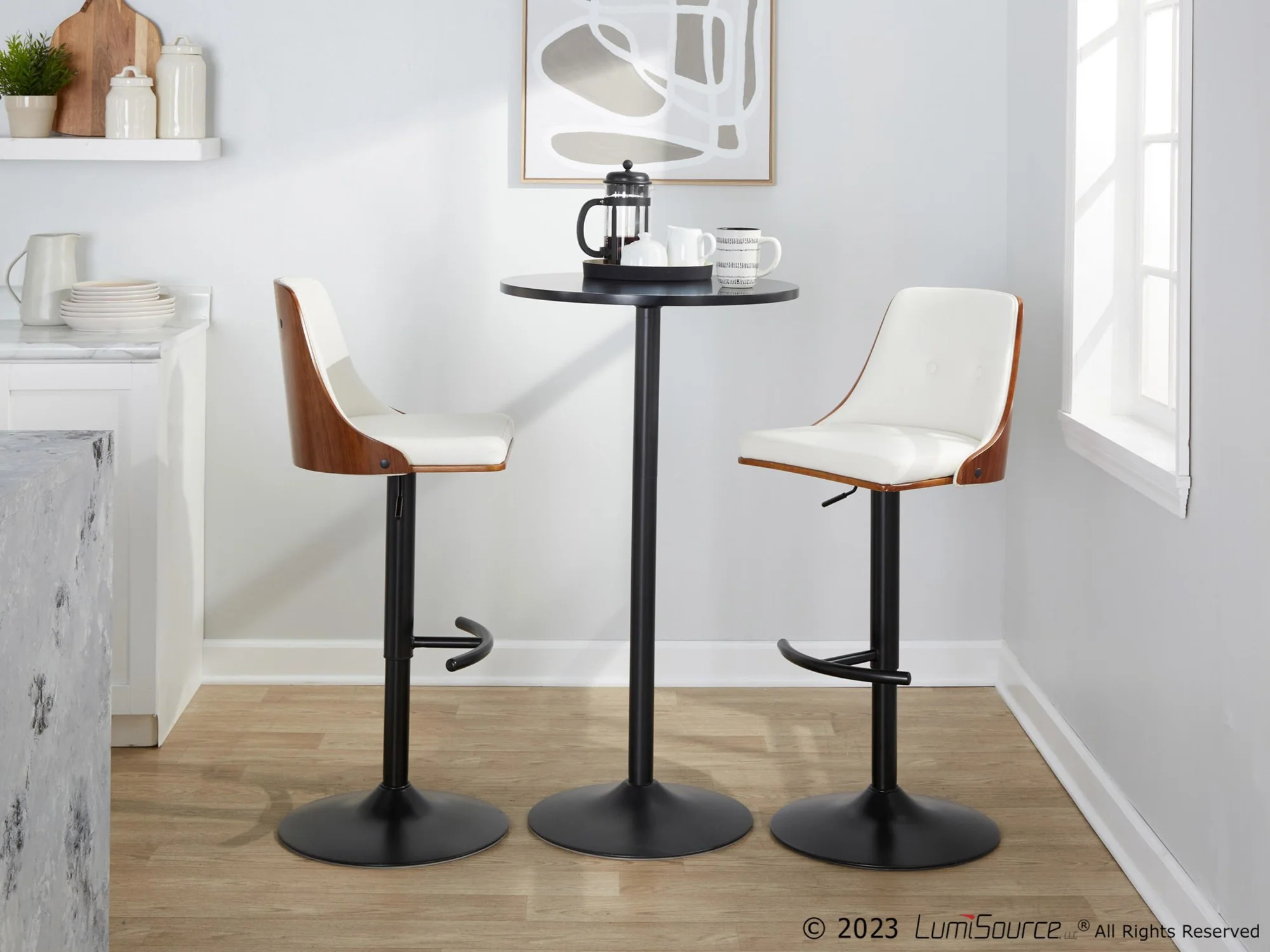 Gianna Adjustable Barstool - Set of 2 By LumiSource - BS-GNNPU-RT2 BKWLW2 - Image 4