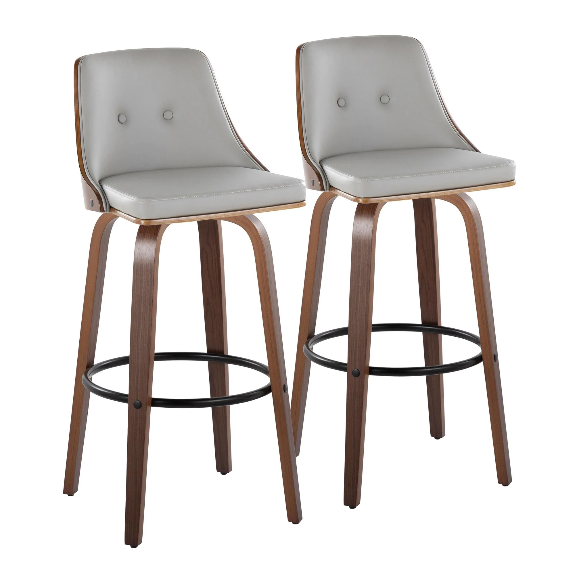 Gianna Fixed-Height Barstool - Set of 2 Gray By LumiSource - B30-GNNPU-GRTZQ2 WLWLLGY2 - Image 2