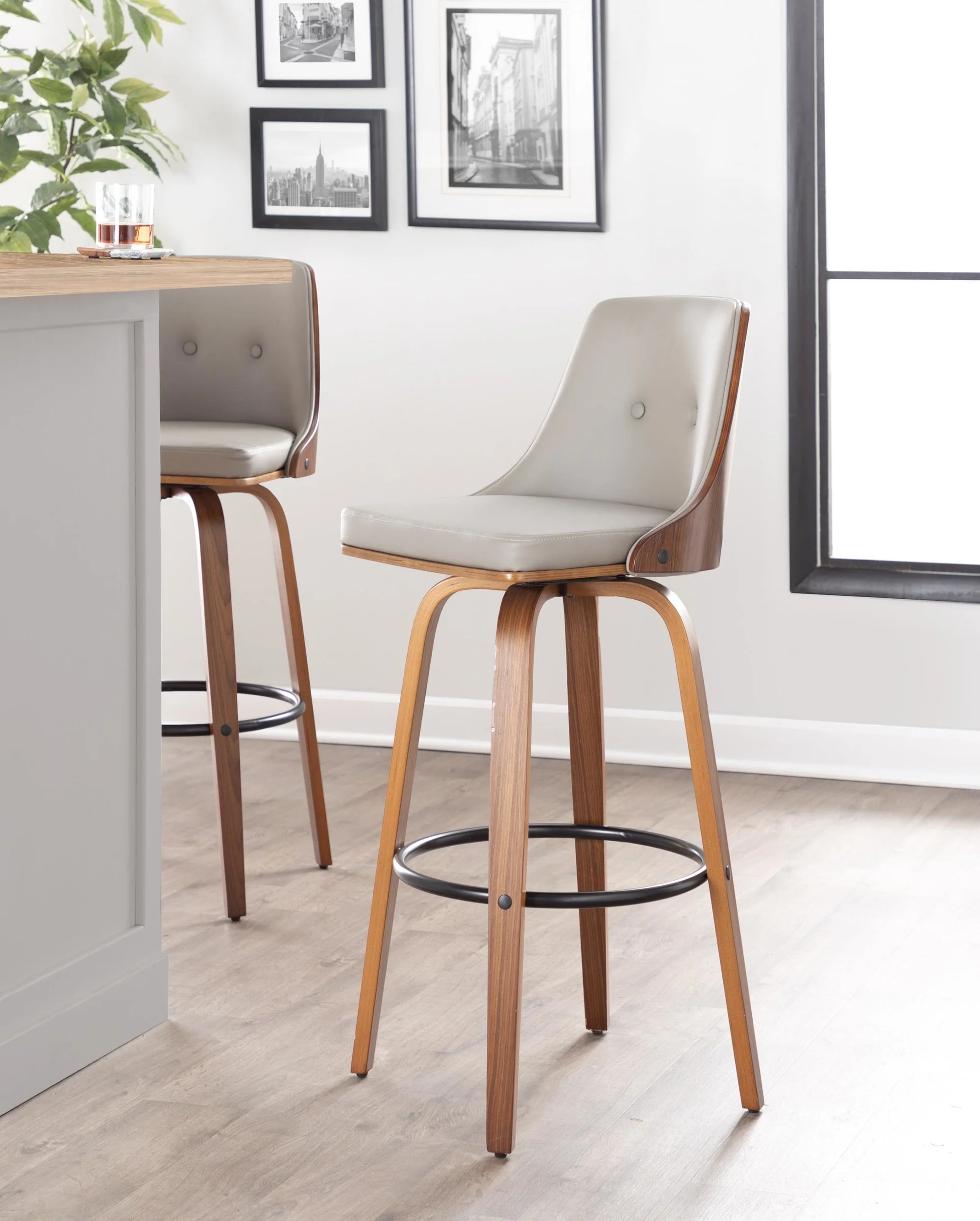 Gianna Fixed-Height Barstool - Set of 2 Gray By LumiSource - B30-GNNPU-GRTZQ2 WLWLLGY2 - Image 4
