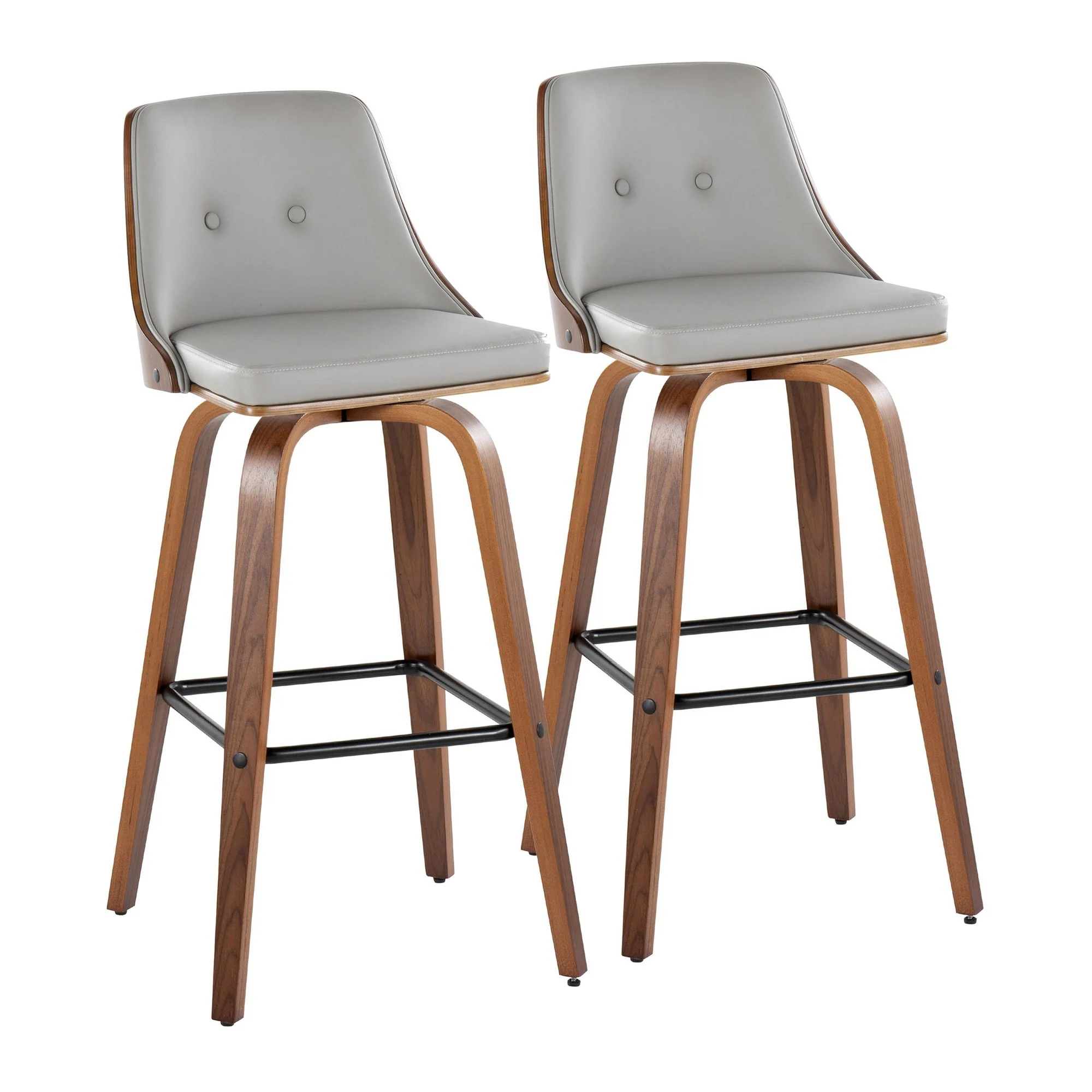 Gianna Fixed-Height Barstool - Set of 2 Gray By LumiSource - B30-GNNPU-GRTZX2 WLWLLGY2 - Image 2