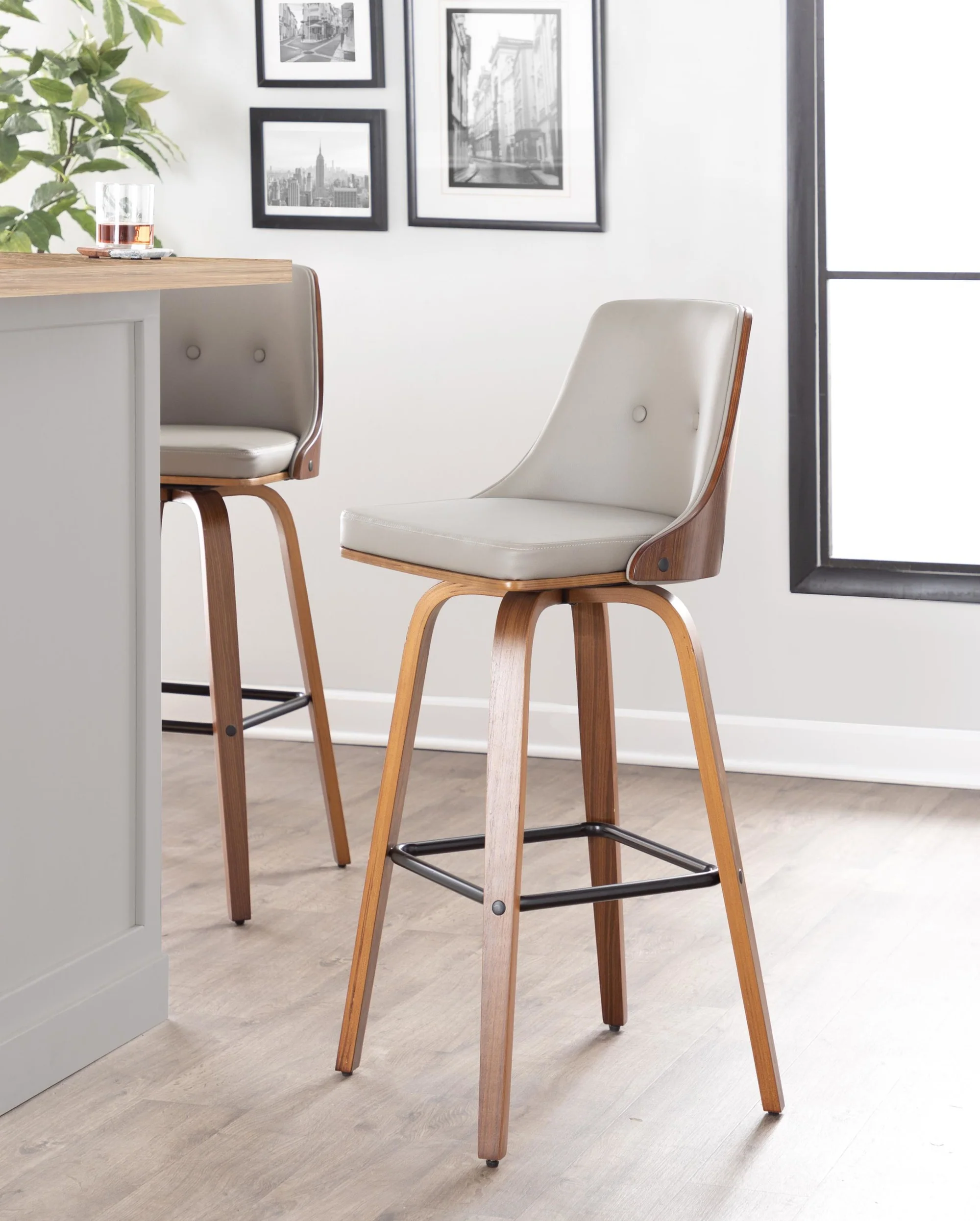 Gianna Fixed-Height Barstool - Set of 2 Gray By LumiSource - B30-GNNPU-GRTZX2 WLWLLGY2 - Image 5