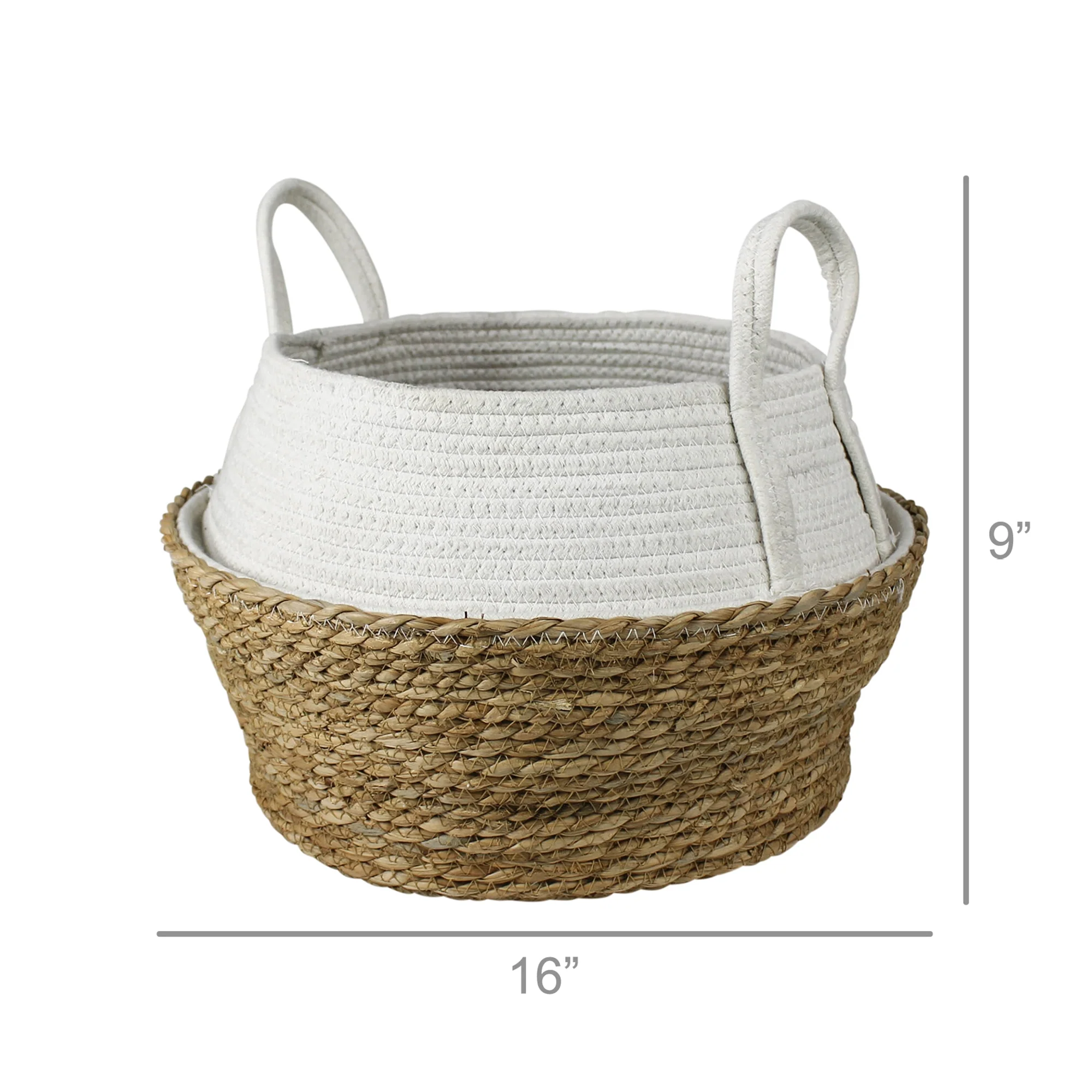 Gideon Collapsible Grass & Cotton Basket By HomArt - Image 2