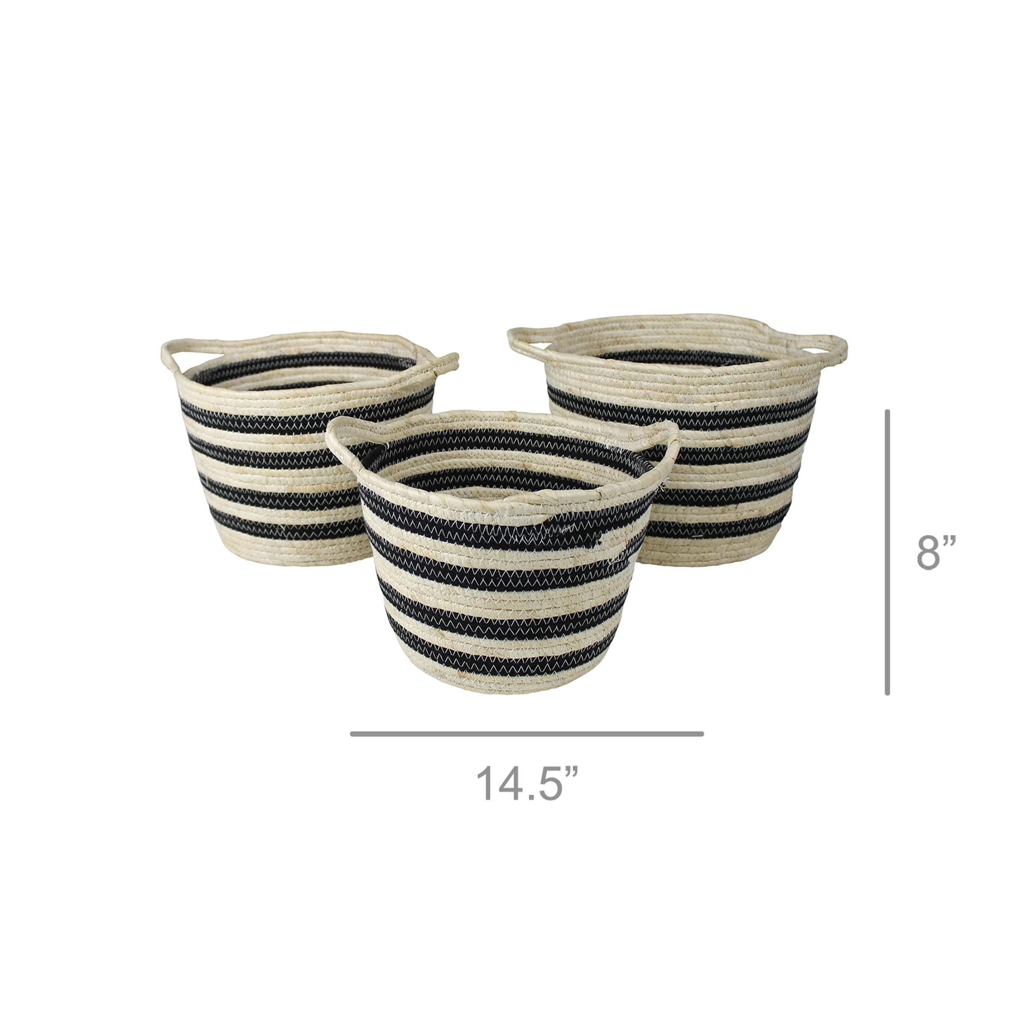 Gideon Striped Baskets with Handles - Set/3, Sm By HomArt - Image 6