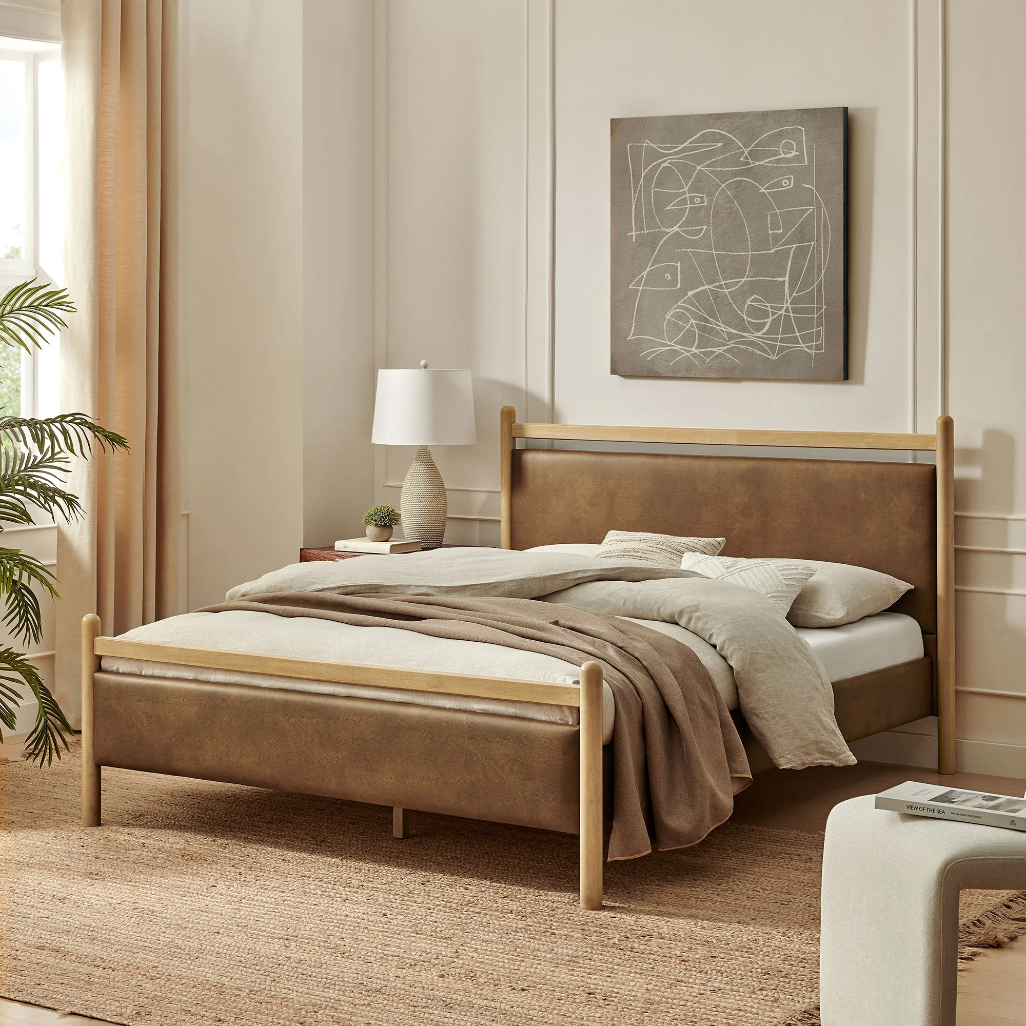 Ginny Queen Size Vegan Leather Platform Bed Frame by Modway - Image 7