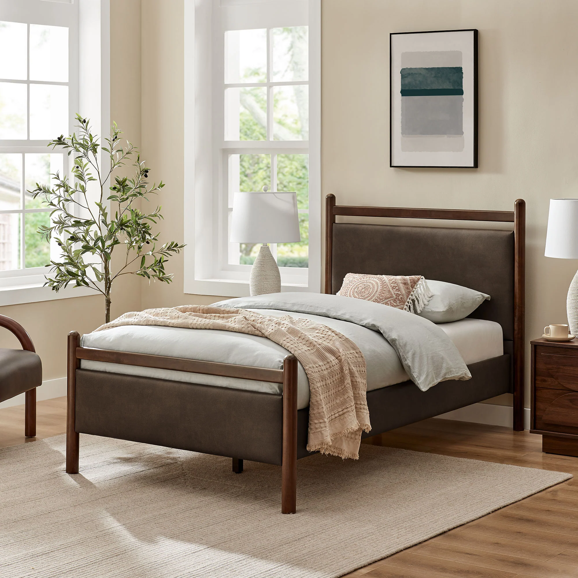 Ginny Twin Size Vegan Leather Platform Bed Frame by Modway - Image 17