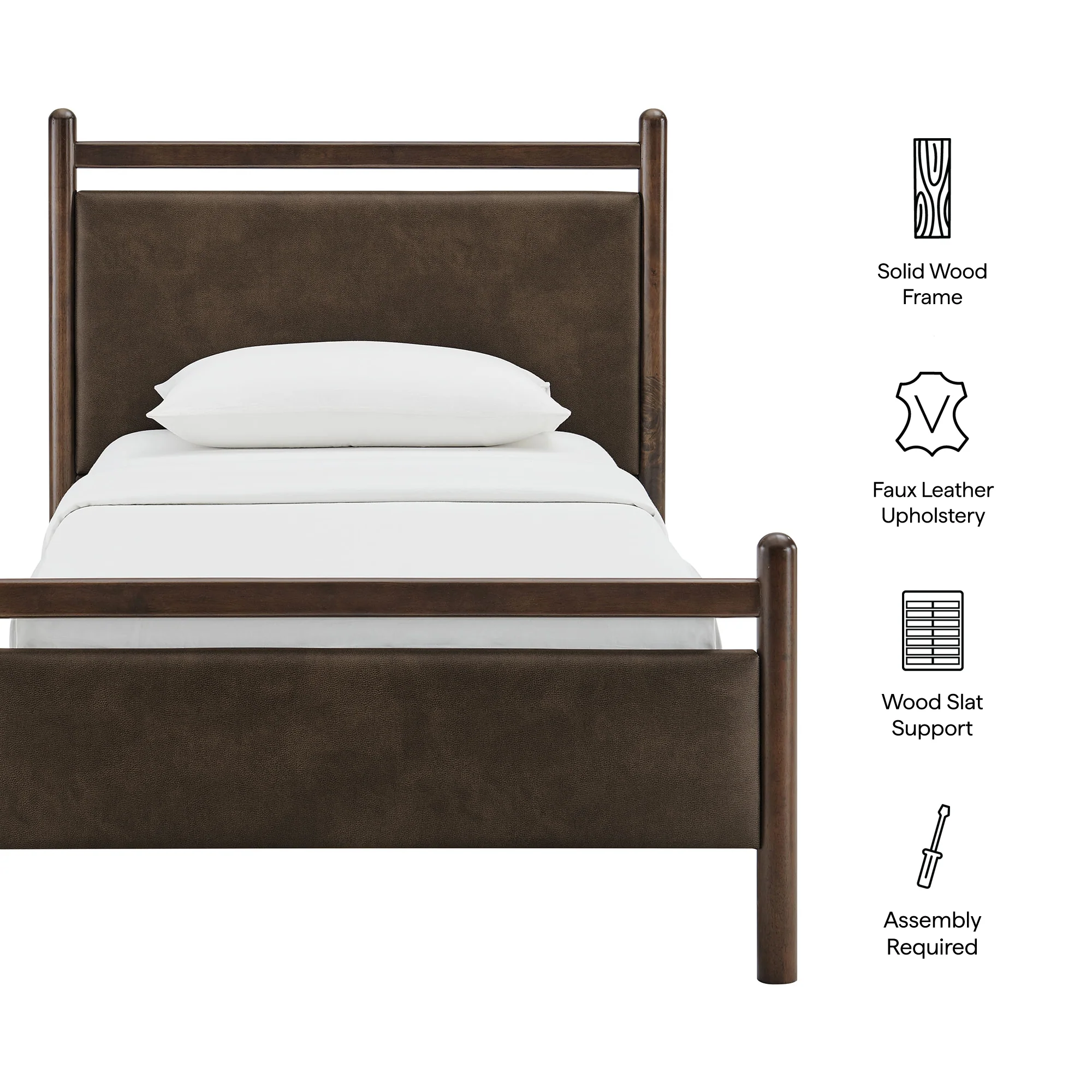 Ginny Twin Size Vegan Leather Platform Bed Frame by Modway - Image 18