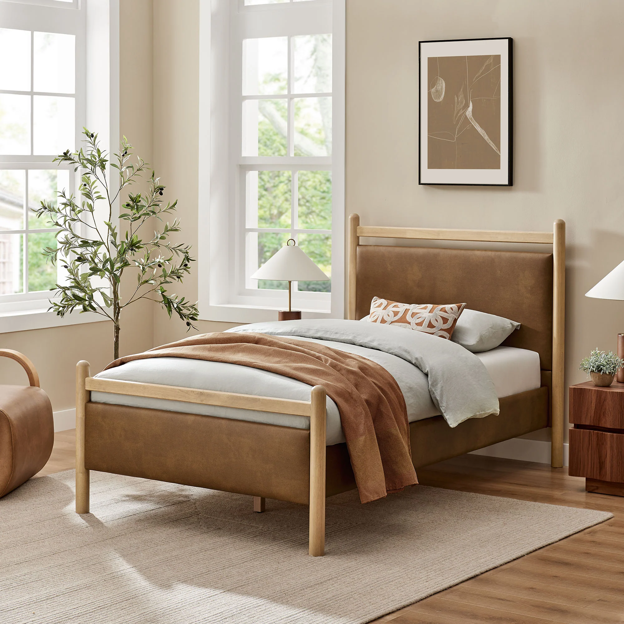 Ginny Twin Size Vegan Leather Platform Bed Frame by Modway - Image 7