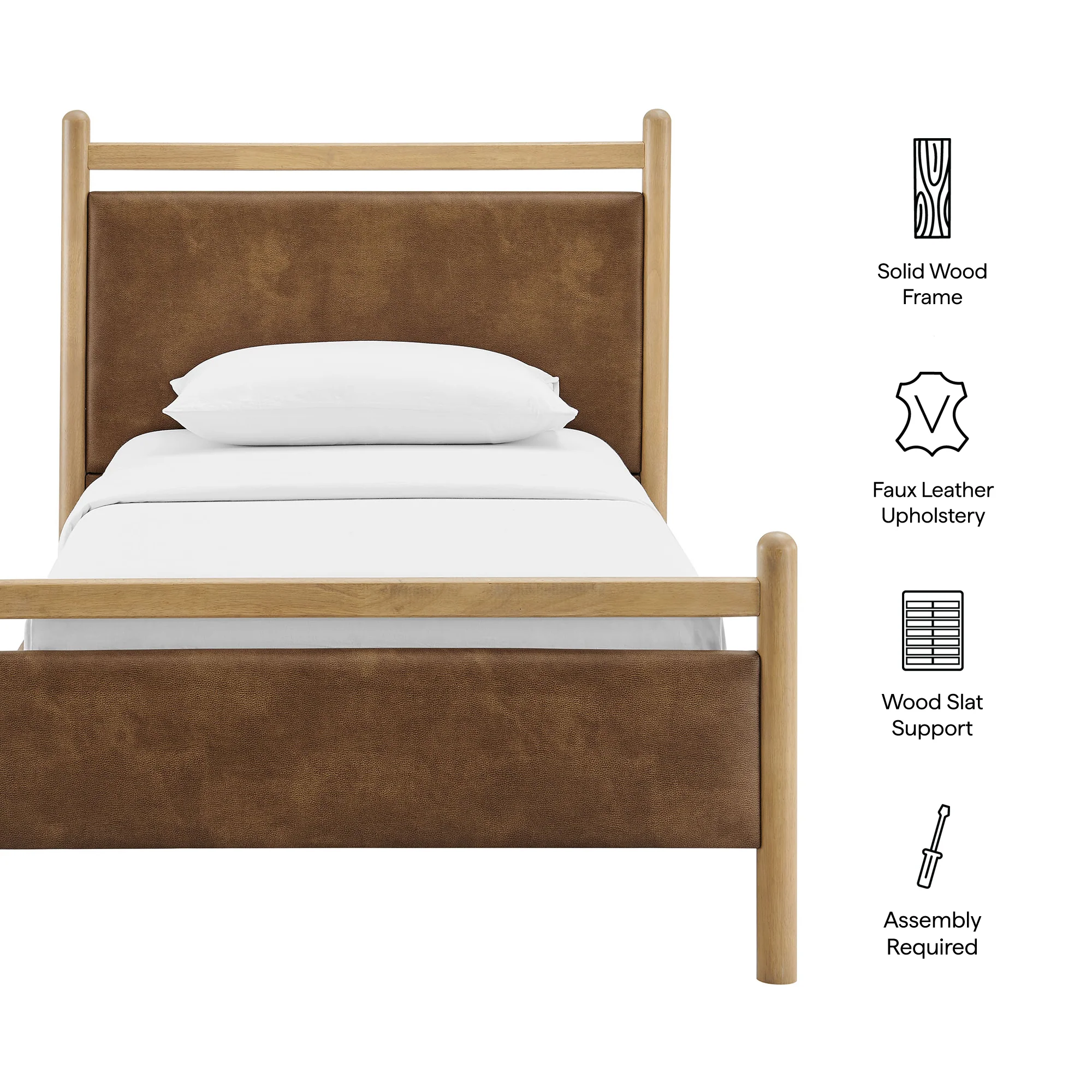 Ginny Twin Size Vegan Leather Platform Bed Frame by Modway - Image 8