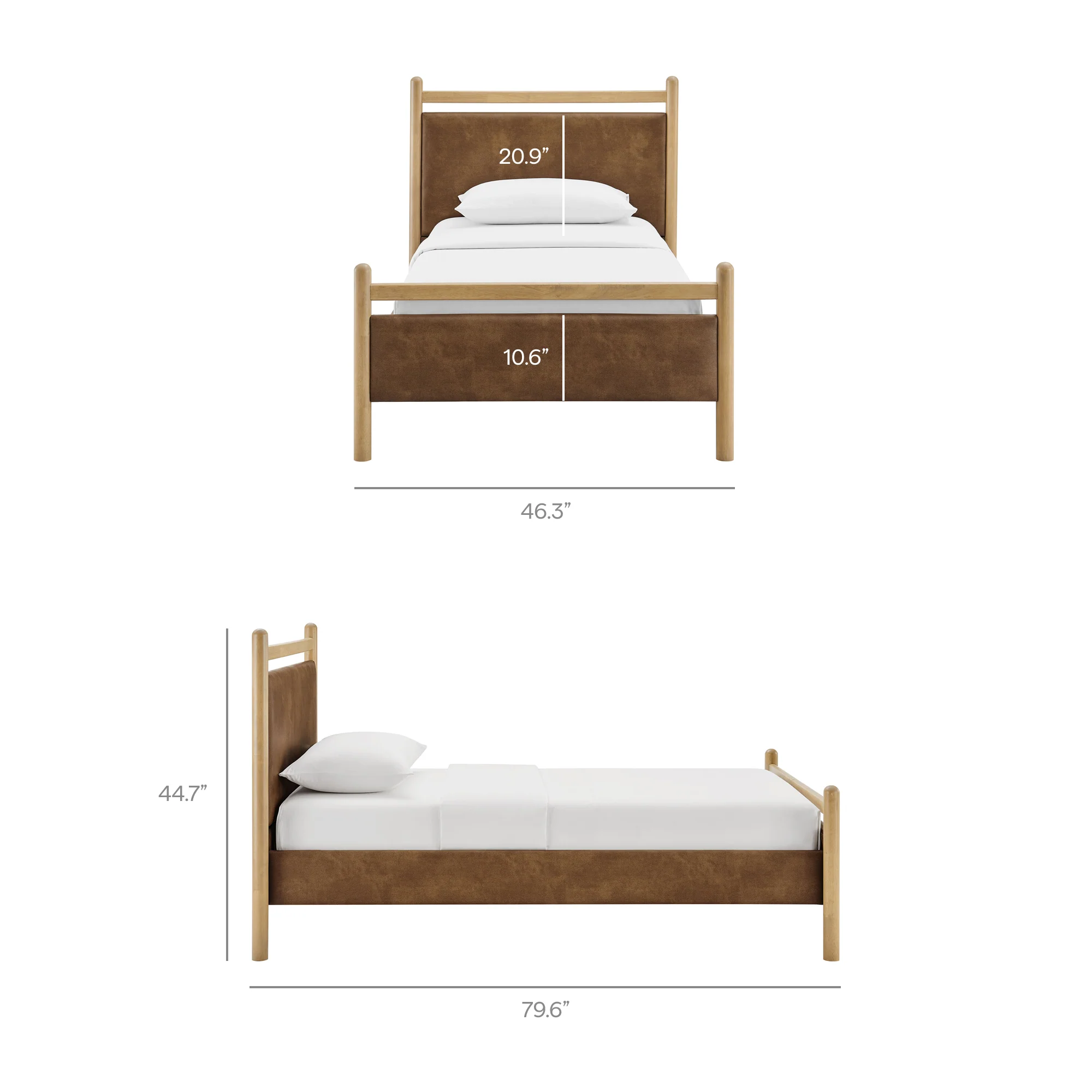 Ginny Twin Size Vegan Leather Platform Bed Frame by Modway - Image 9