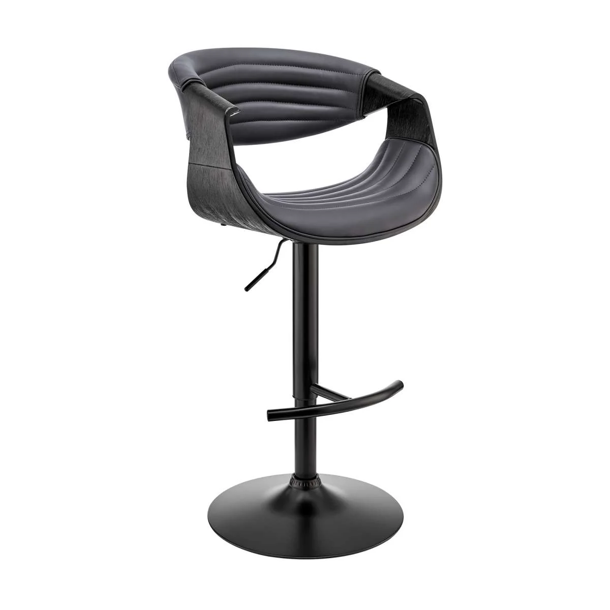 Gionni Adjustable Swivel Cream Faux Leather and Black Wood Bar Stool with Black Base By Armen Living - Image 10