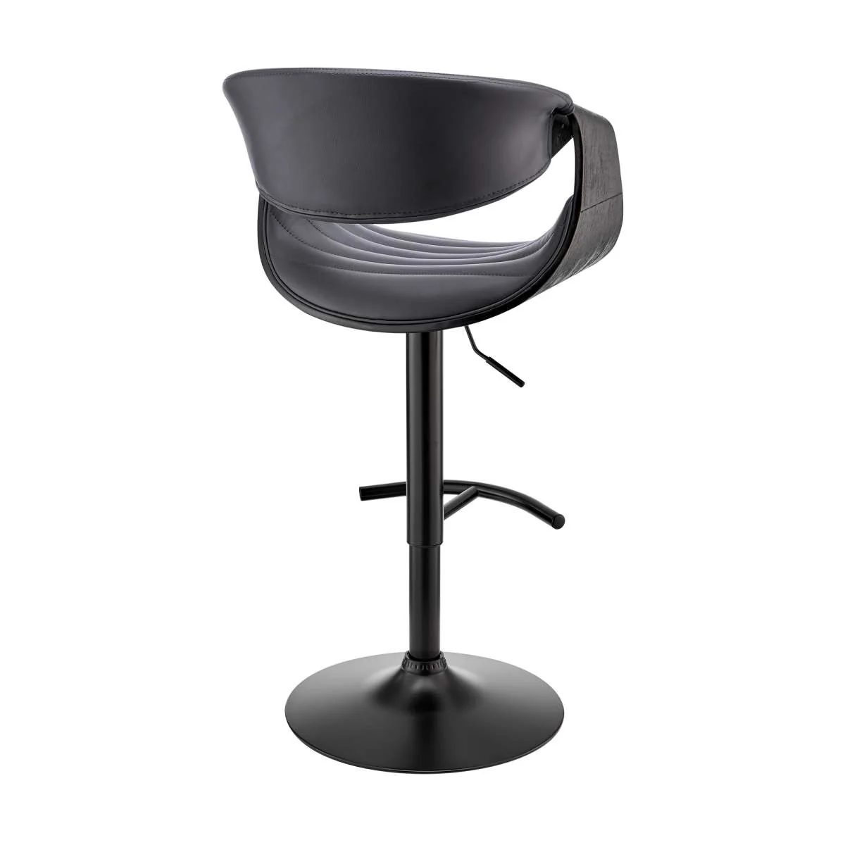 Gionni Adjustable Swivel Cream Faux Leather and Black Wood Bar Stool with Black Base By Armen Living - Image 12
