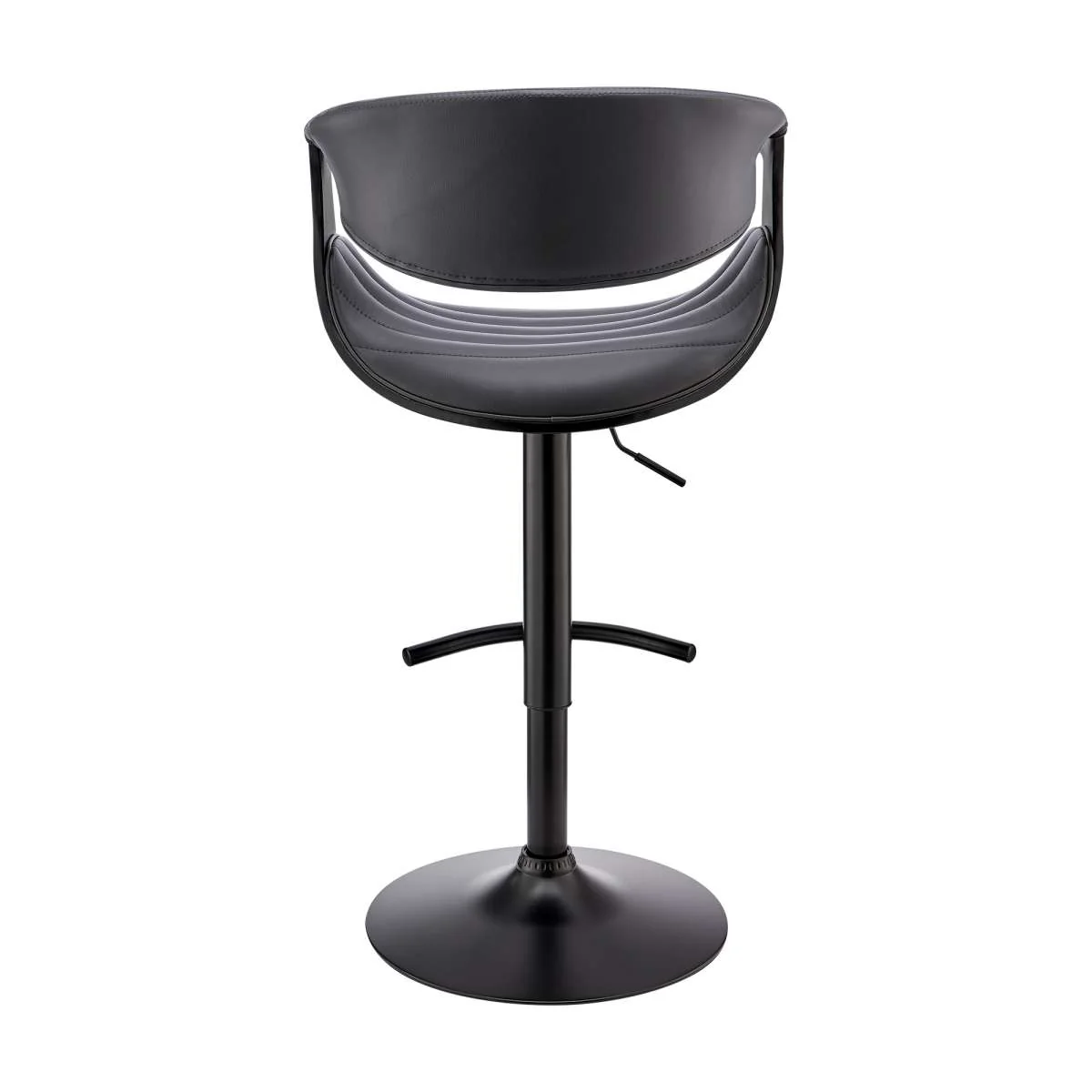 Gionni Adjustable Swivel Cream Faux Leather and Black Wood Bar Stool with Black Base By Armen Living - Image 13