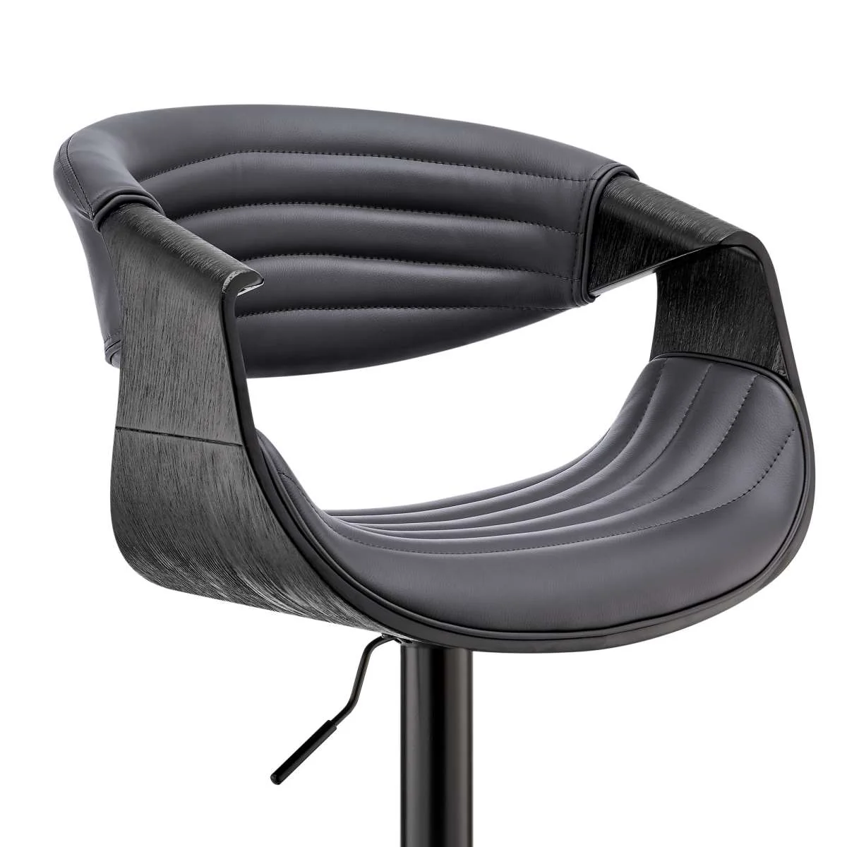Gionni Adjustable Swivel Cream Faux Leather and Black Wood Bar Stool with Black Base By Armen Living - Image 14