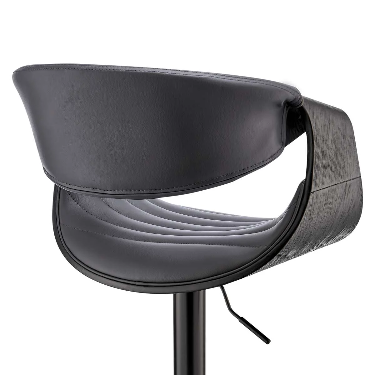 Gionni Adjustable Swivel Cream Faux Leather and Black Wood Bar Stool with Black Base By Armen Living - Image 15