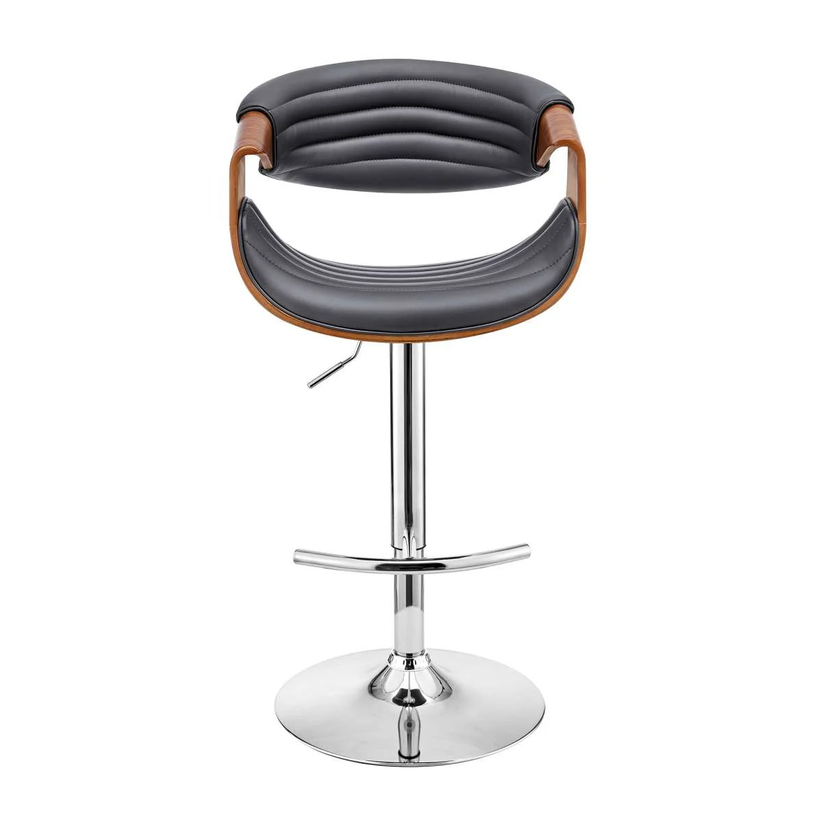 Gionni Adjustable Swivel Cream Faux Leather and Walnut Wood Bar Stool with Chrome Base By Armen Living - Image 11
