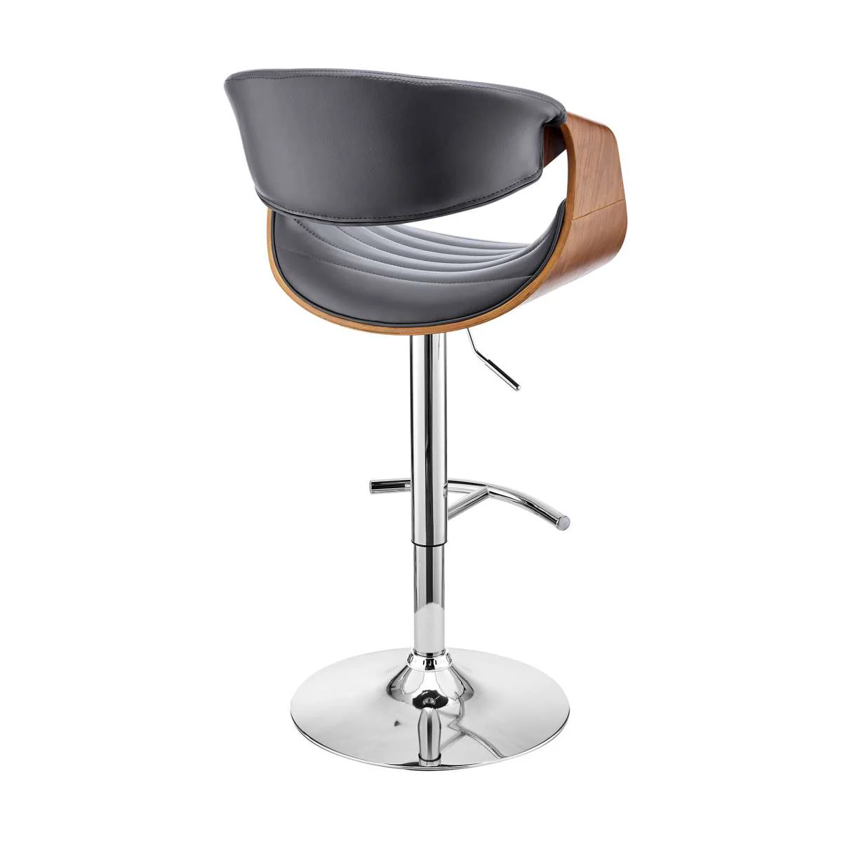 Gionni Adjustable Swivel Cream Faux Leather and Walnut Wood Bar Stool with Chrome Base By Armen Living - Image 12