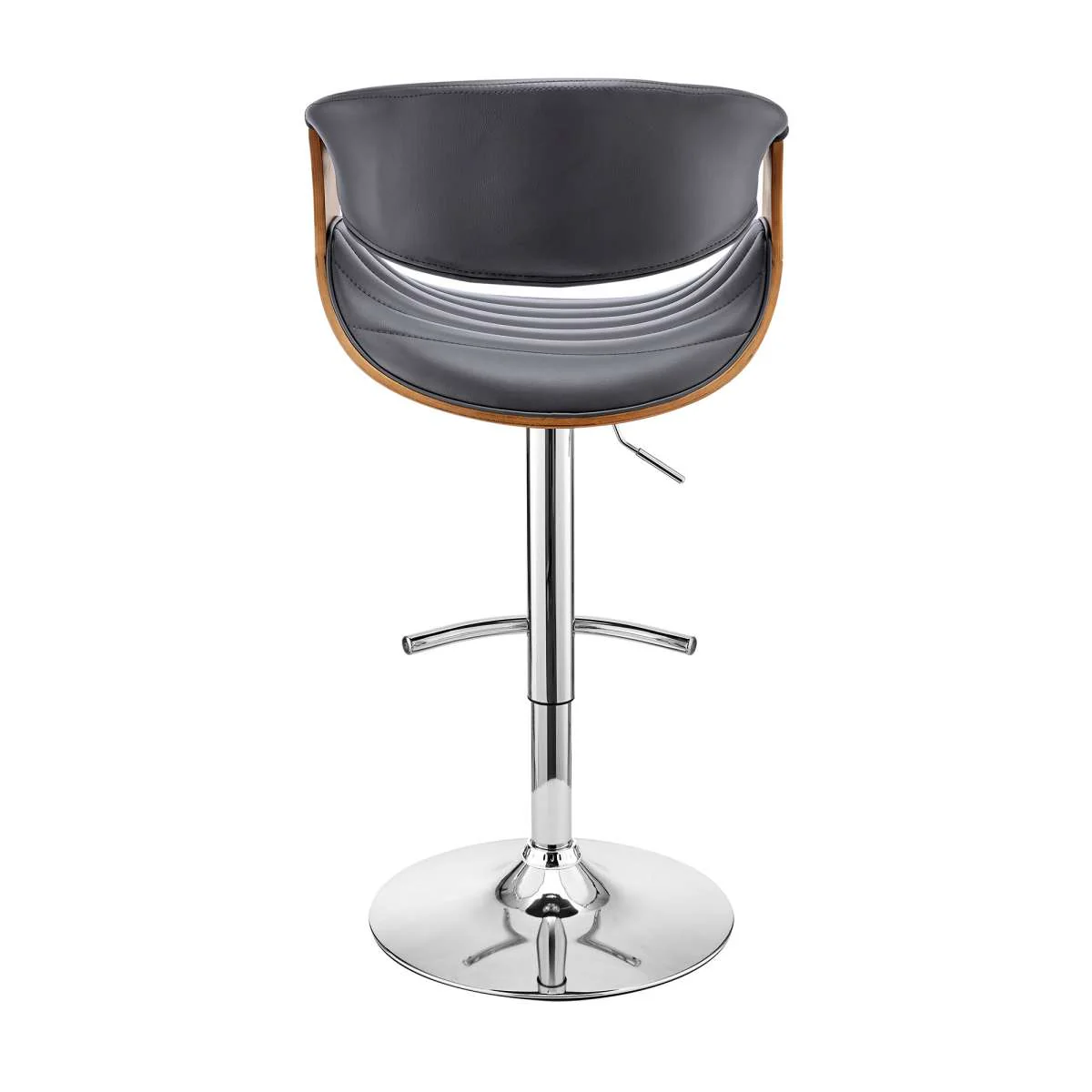 Gionni Adjustable Swivel Cream Faux Leather and Walnut Wood Bar Stool with Chrome Base By Armen Living - Image 13