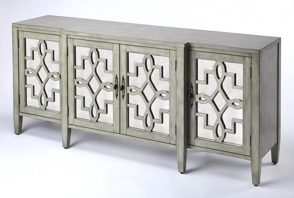 Giovanna Olive Gray Mirrored Sideboard By Homeroots - Image 2