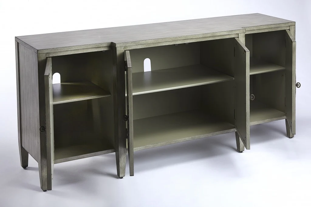 Giovanna Olive Gray Mirrored Sideboard By Homeroots - Image 3