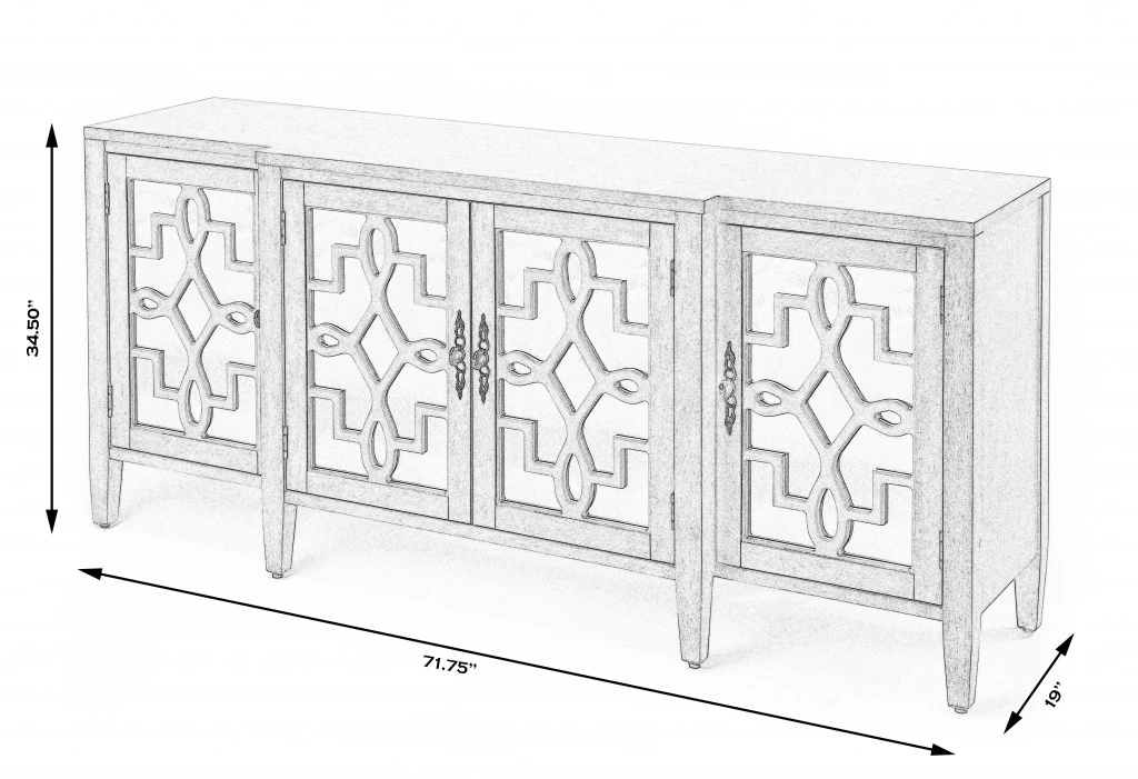 Giovanna Olive Gray Mirrored Sideboard By Homeroots - Image 8