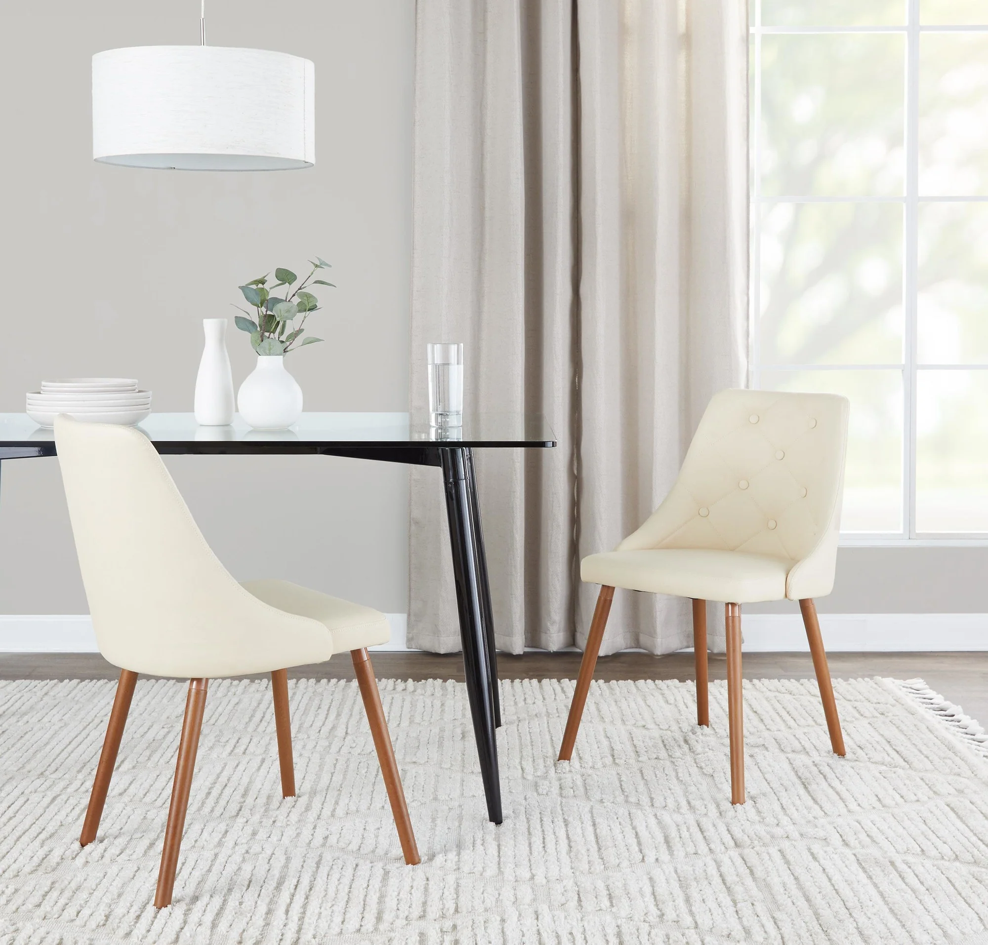 Giovanni Chair - Set of 2 Chrome Metal, Cream PU By LumiSource - Image 15
