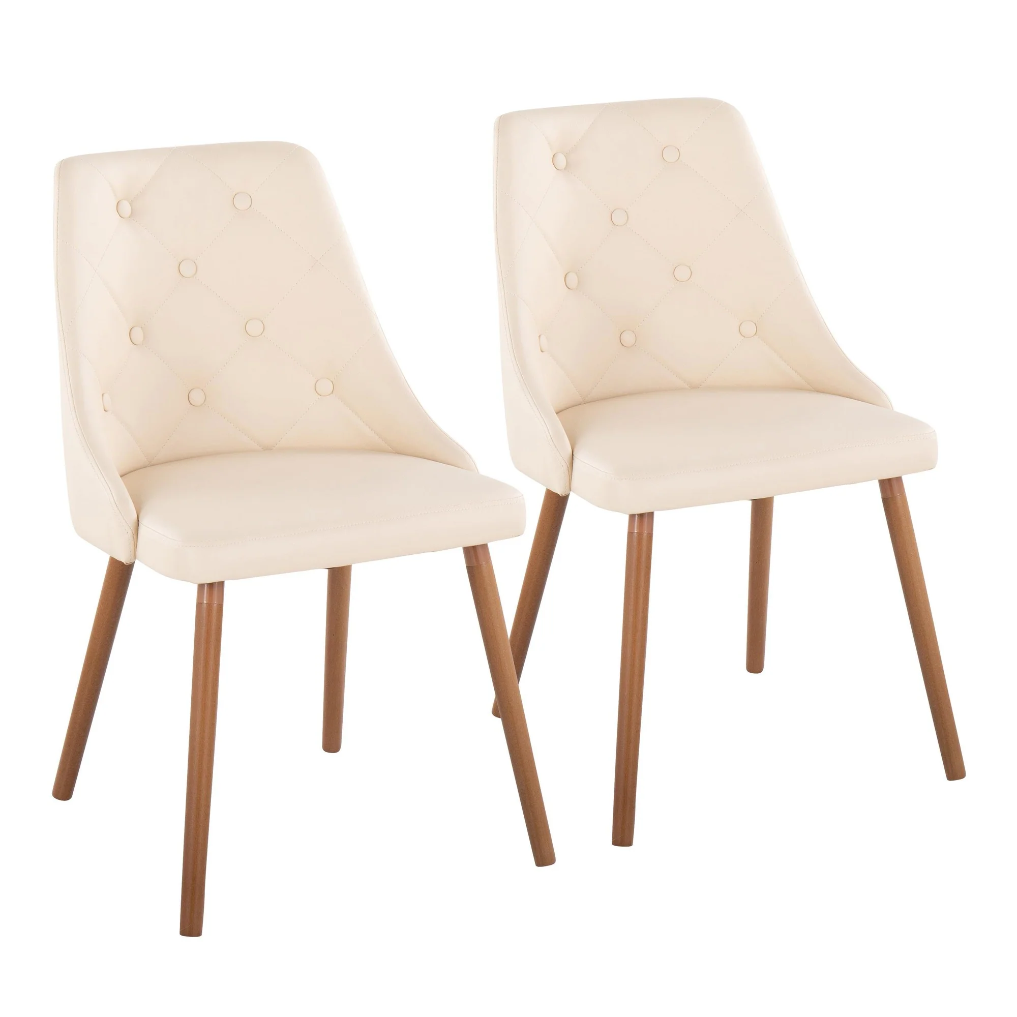 Giovanni Chair - Set of 2 Chrome Metal, Cream PU By LumiSource - Image 16