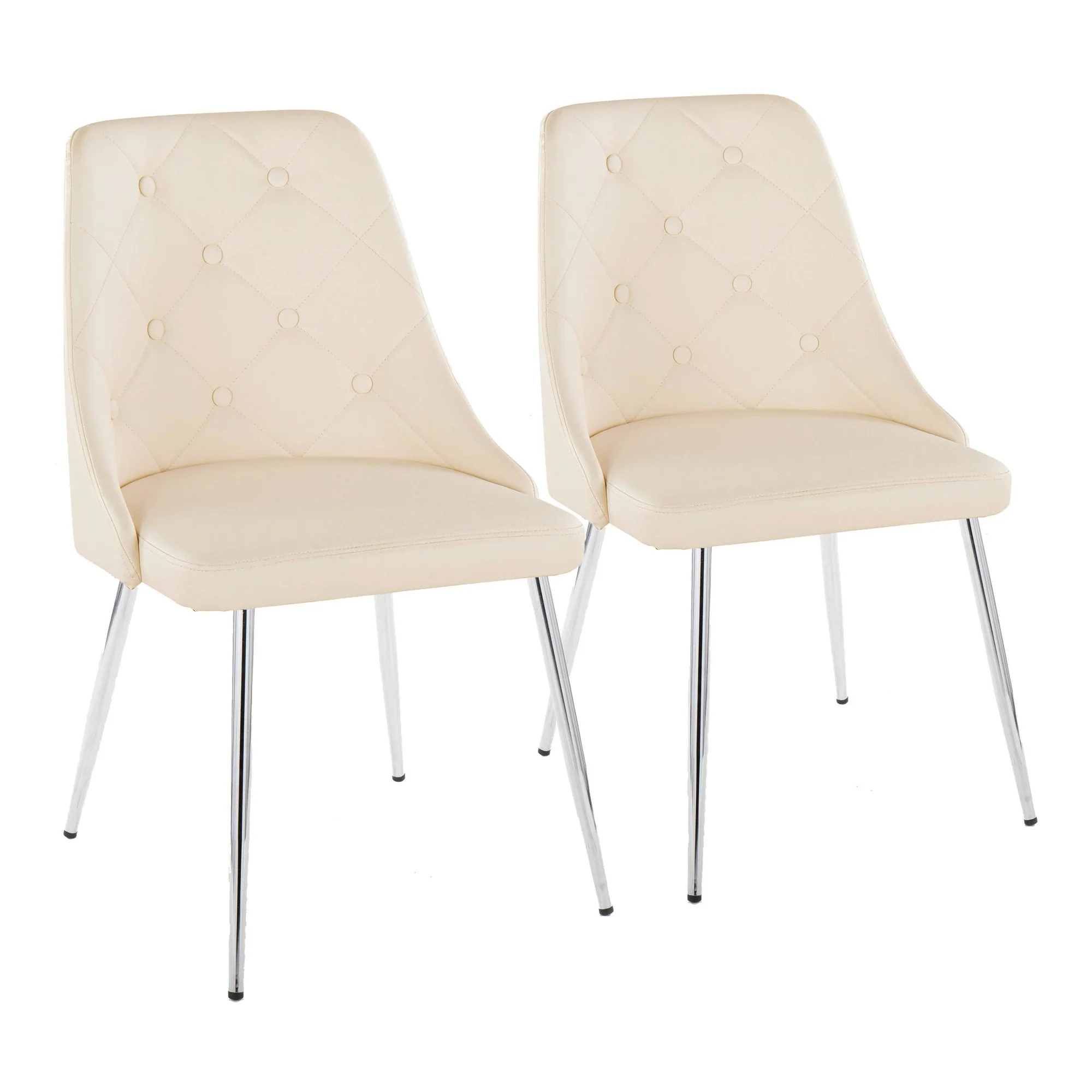 Giovanni Chair - Set of 2 Chrome Metal, Cream PU By LumiSource - Image 2