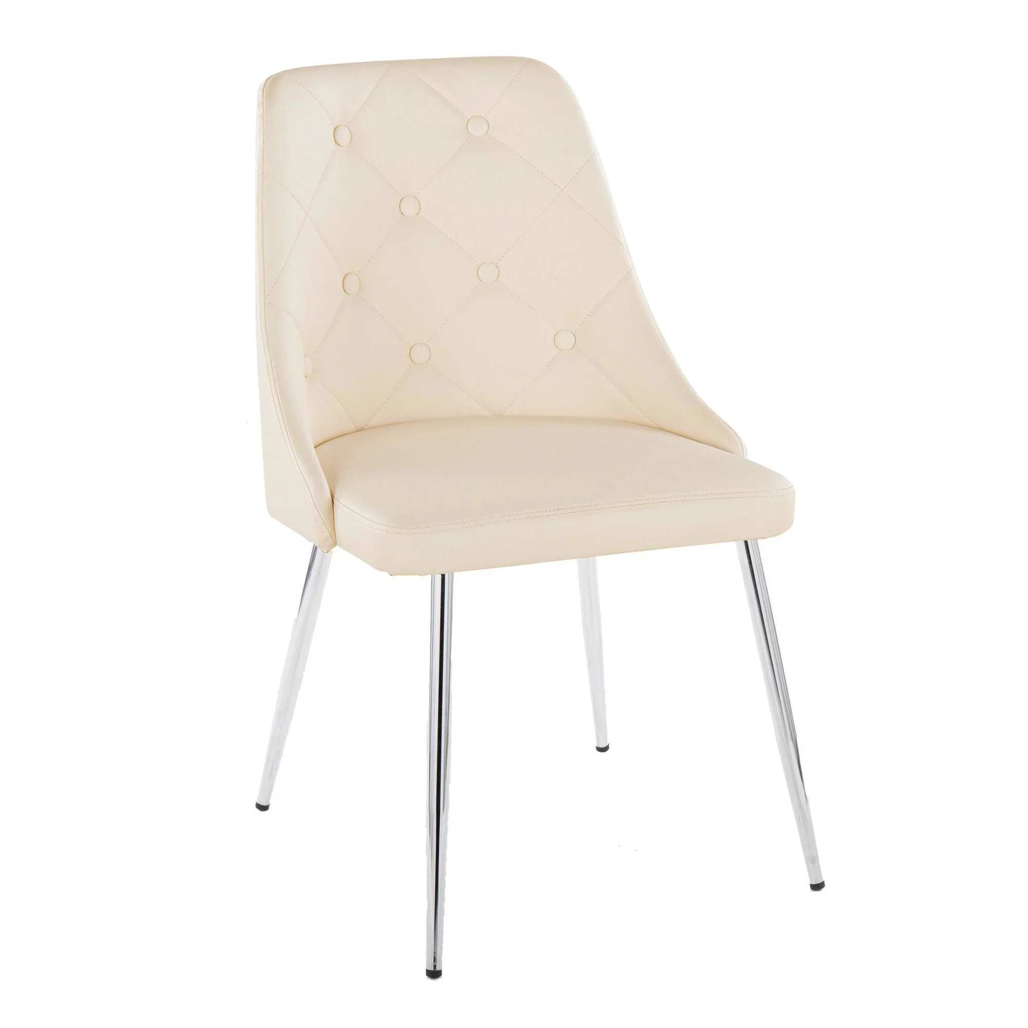 Giovanni Chair - Set of 2 Chrome Metal, Cream PU By LumiSource - Image 3
