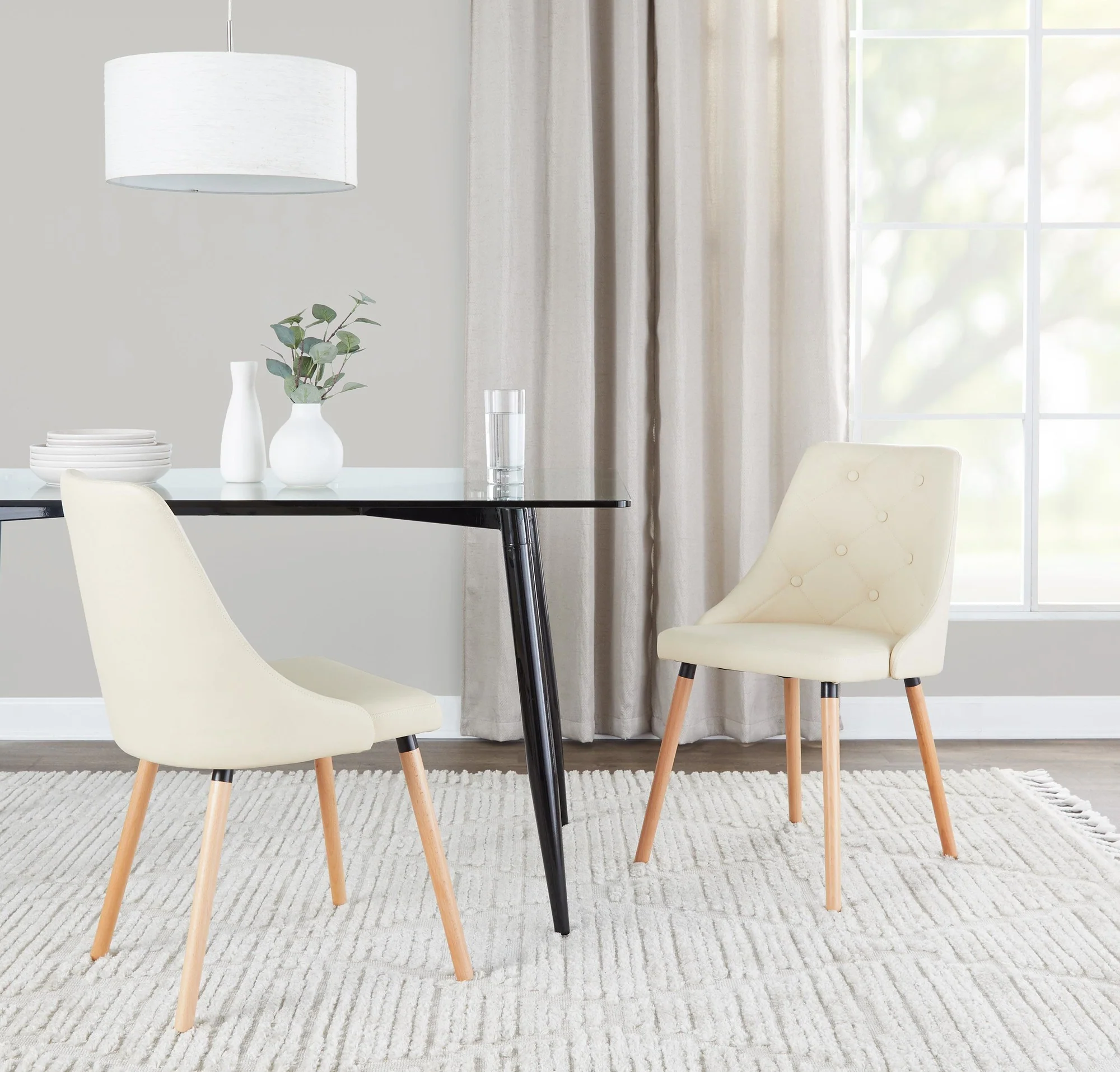 Giovanni Chair - Set of 2 Chrome Metal, Cream PU By LumiSource - Image 7
