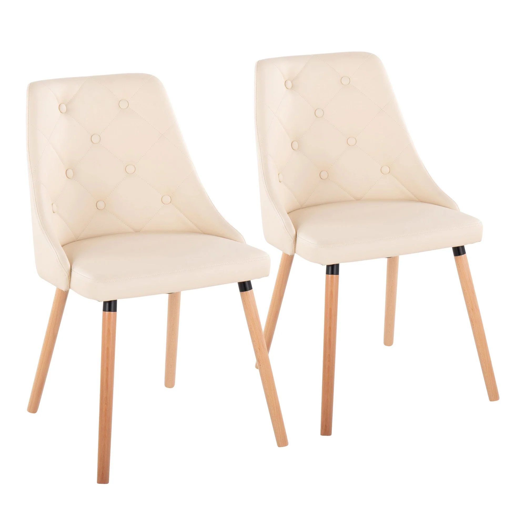 Giovanni Chair - Set of 2 Chrome Metal, Cream PU By LumiSource - Image 8