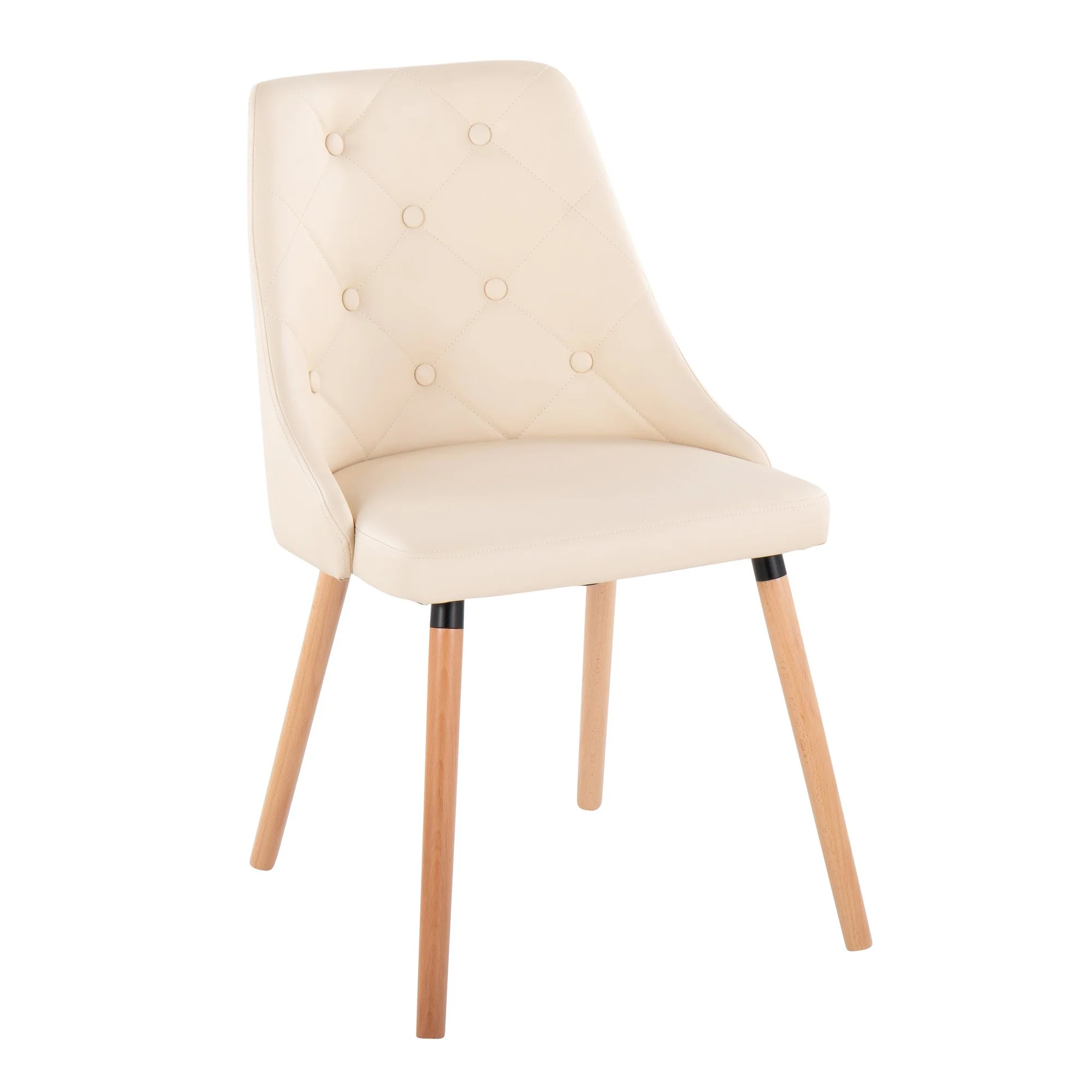 Giovanni Chair - Set of 2 Chrome Metal, Cream PU By LumiSource - Image 9