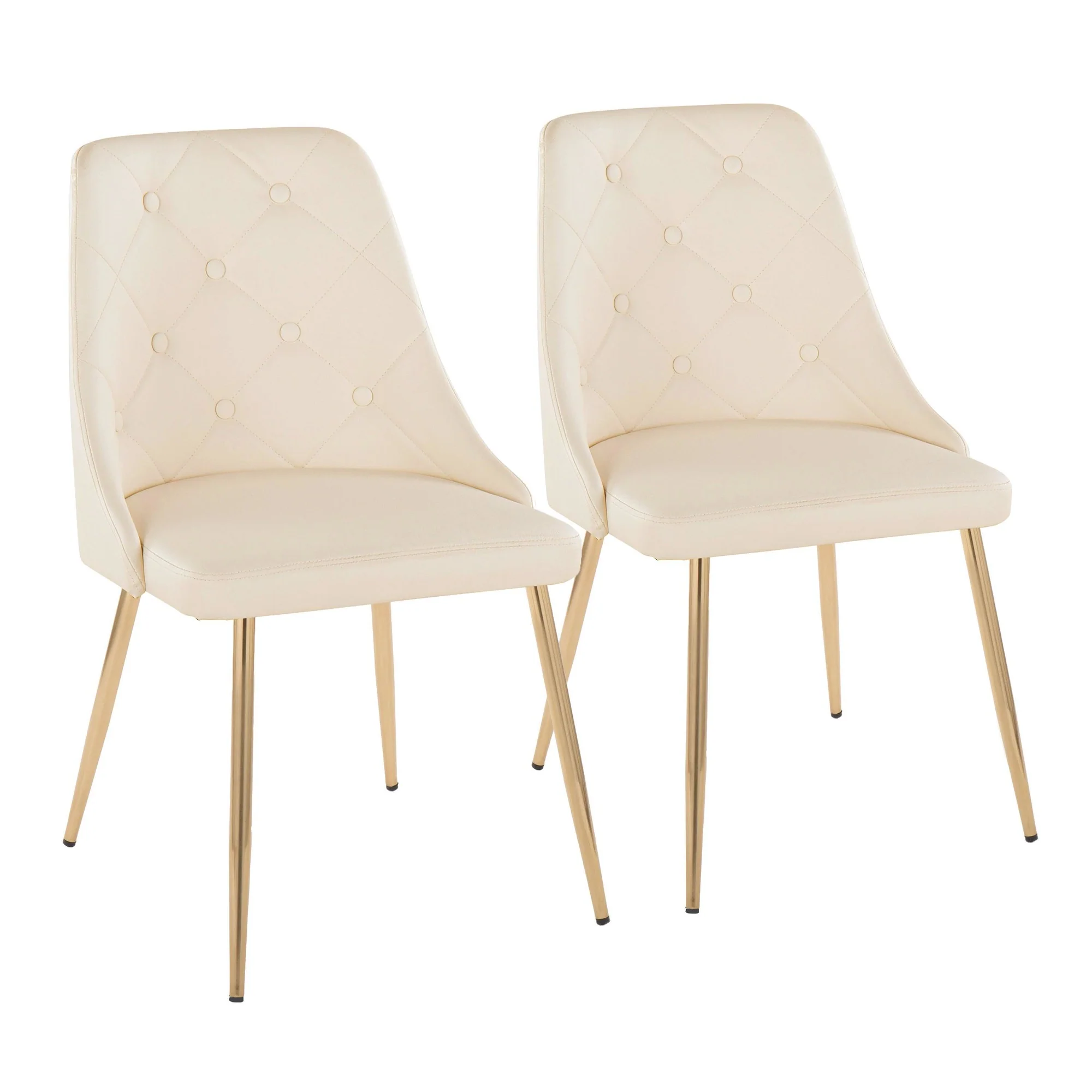 Giovanni Chair - Set of 2 Gold Metal, Cream PU By LumiSource - Image 2
