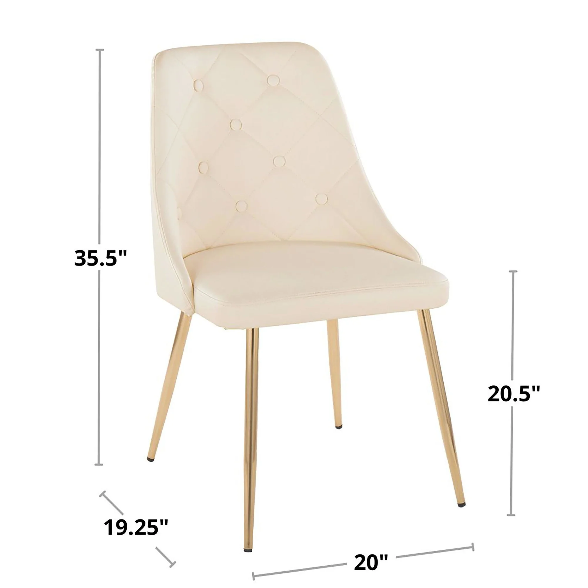 Giovanni Chair - Set of 2 Gold Metal, Cream PU By LumiSource - Image 8