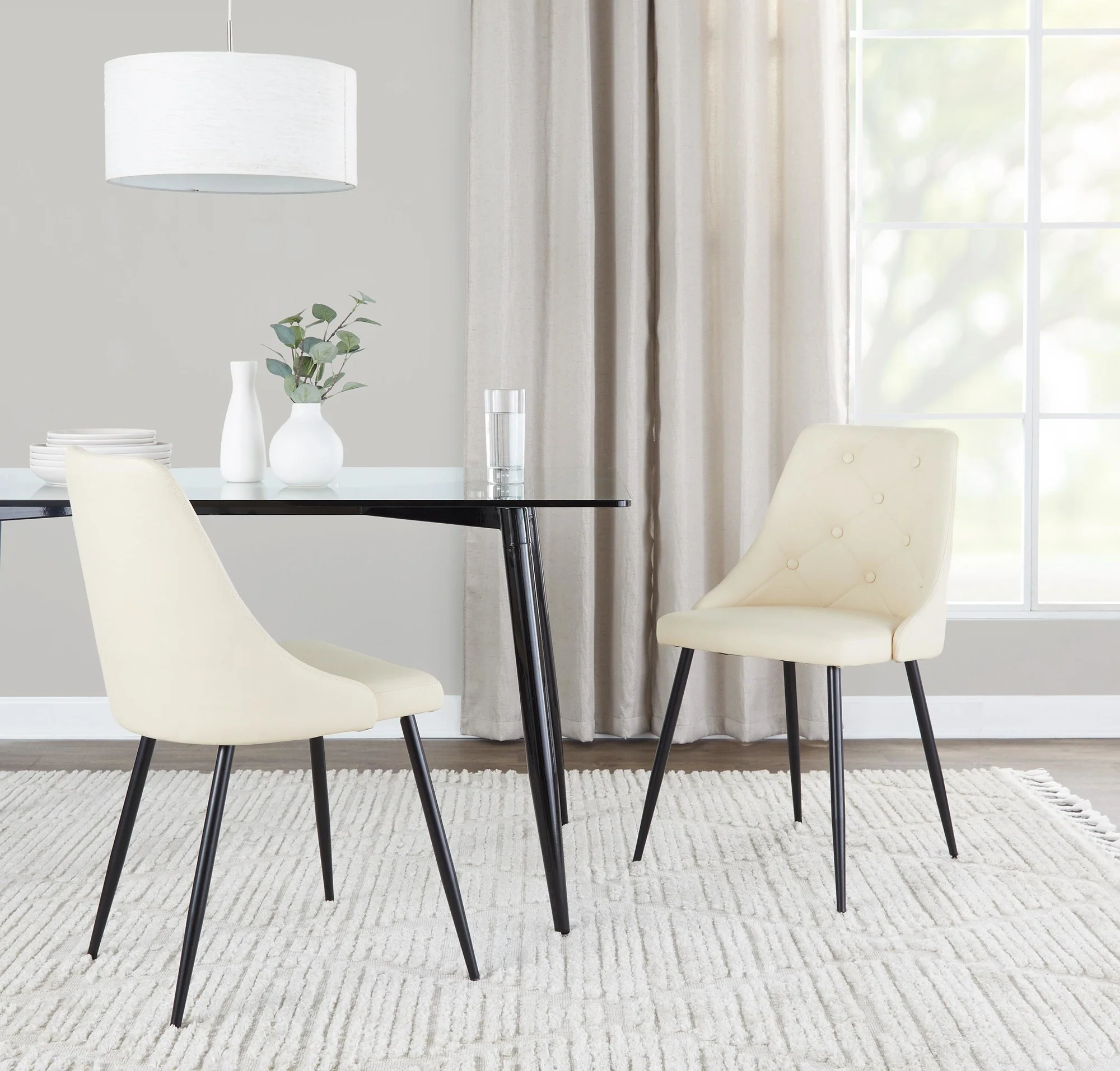 Giovanni Chair - Set of 2 Gold Metal, Cream PU By LumiSource - Image 9