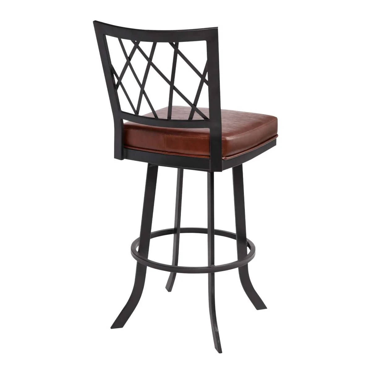Giselle Contemporary 30" Bar Height Barstool in Matte Black Finish and Vintage Coffee Faux Leather By Armen Living - Image 3