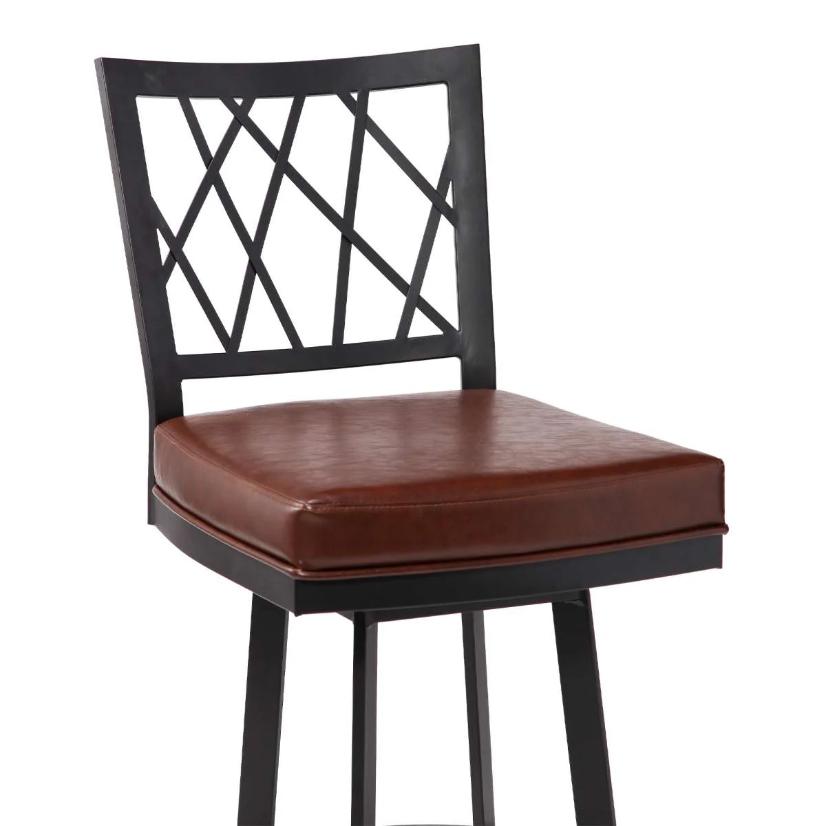 Giselle Contemporary 30" Bar Height Barstool in Matte Black Finish and Vintage Coffee Faux Leather By Armen Living - Image 4