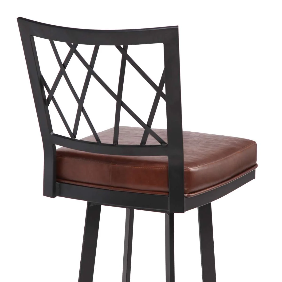 Giselle Contemporary 30" Bar Height Barstool in Matte Black Finish and Vintage Coffee Faux Leather By Armen Living - Image 5