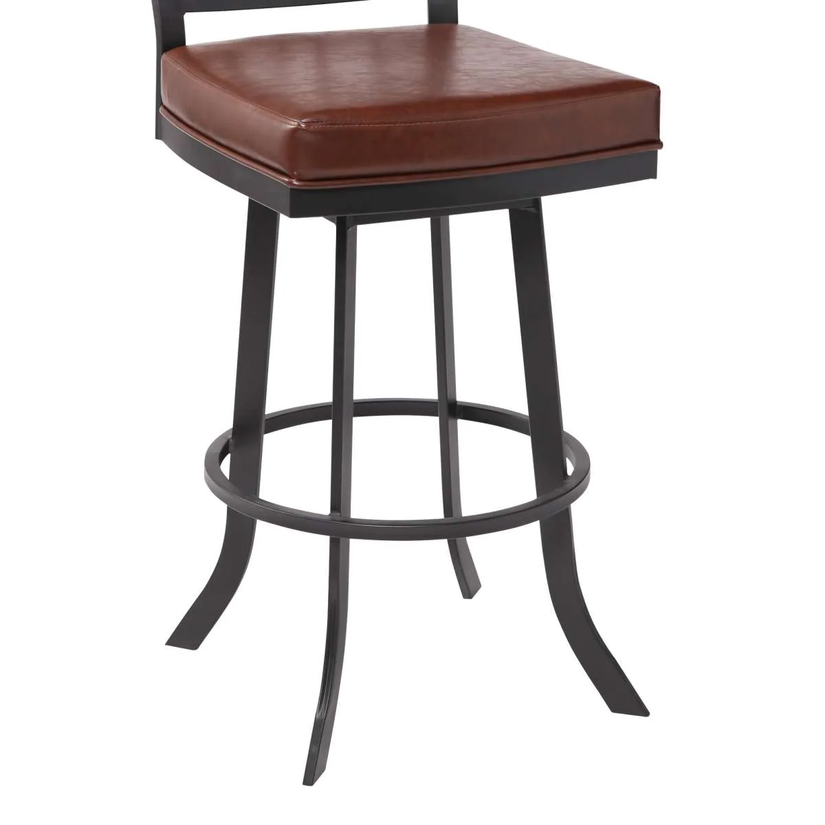 Giselle Contemporary 30" Bar Height Barstool in Matte Black Finish and Vintage Coffee Faux Leather By Armen Living - Image 6