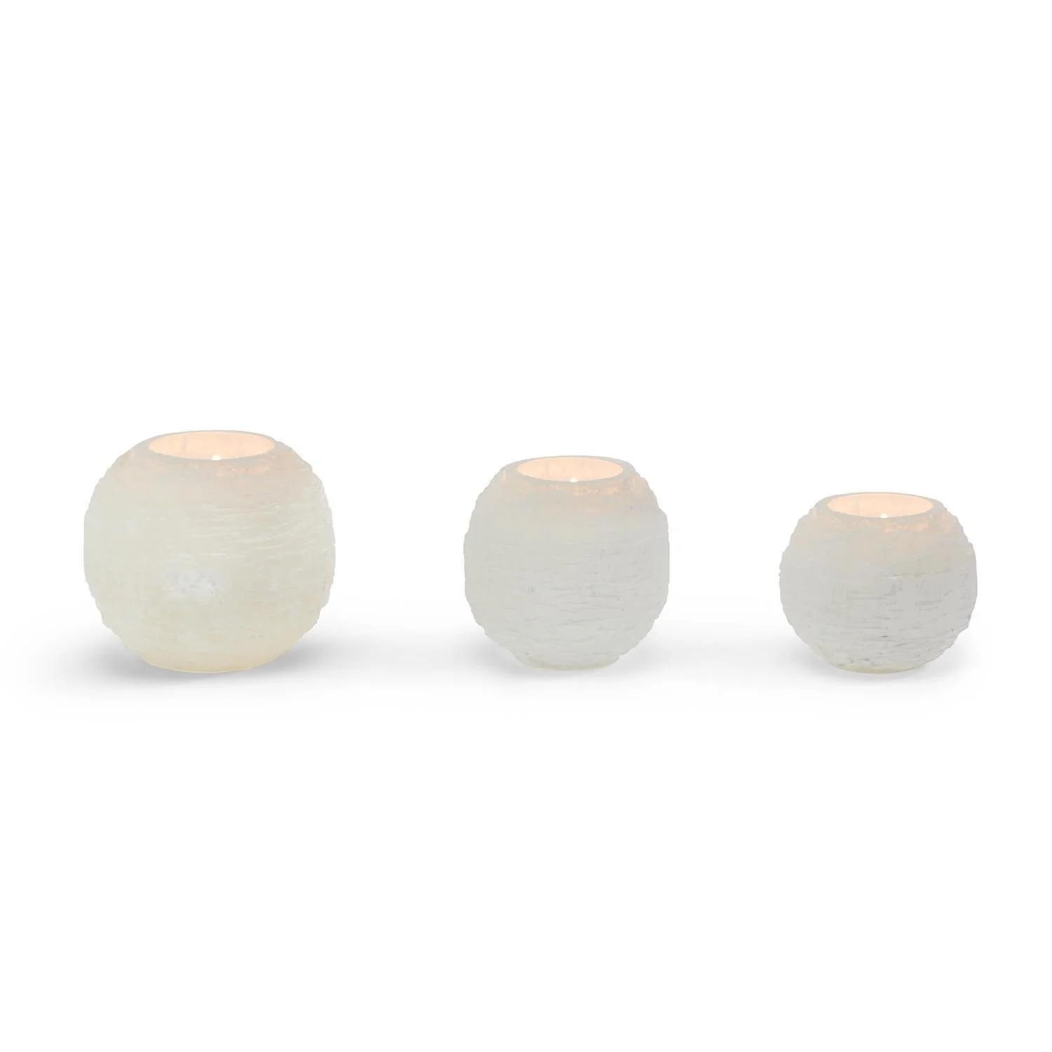 Glaciers Selenite Crystal Sphere Candleholder Set Of 12 By Tozai Home - Image 3